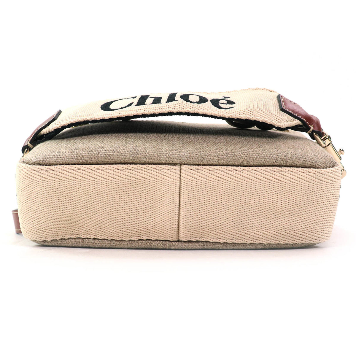 Chloé Beige Brown Linen Pouch Shoulder Bag (Pre-Owned)
