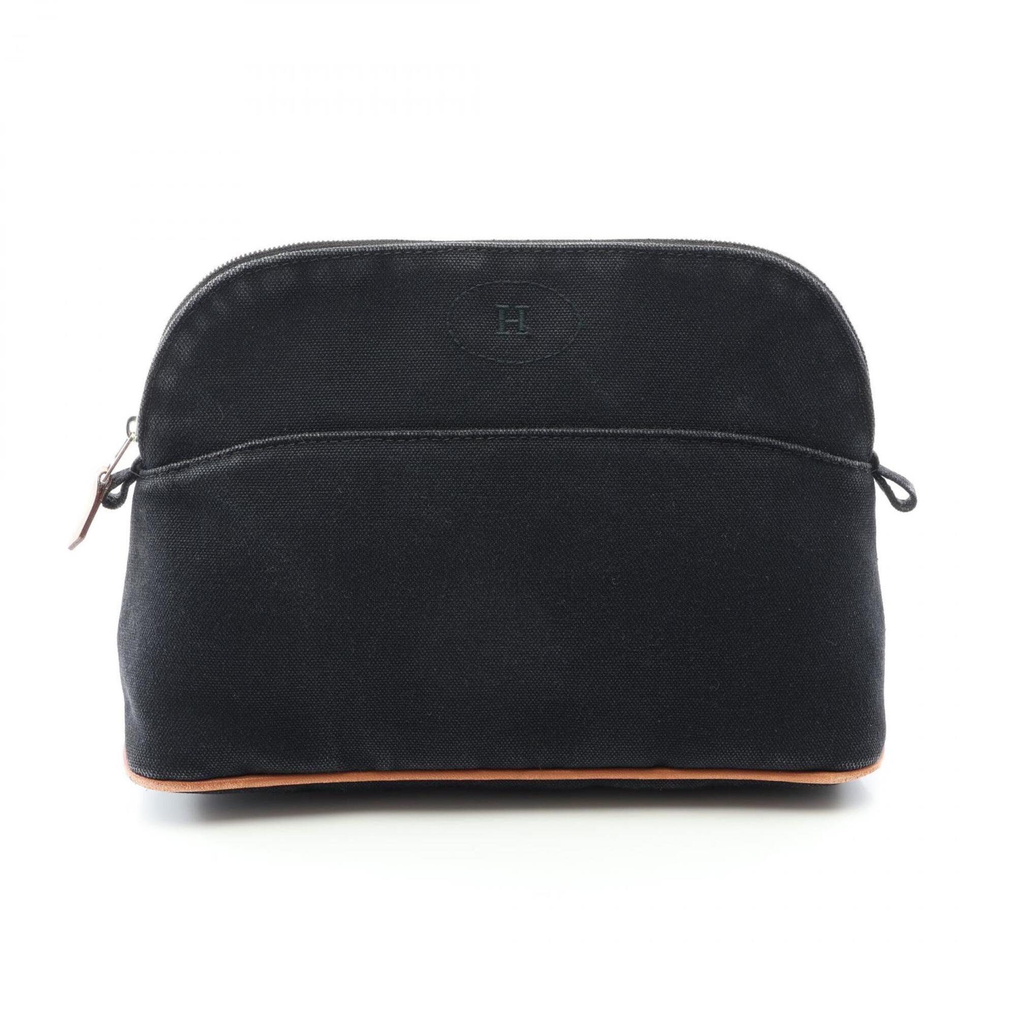 Hermes Bolide Black Canvas Leather Handbag (Pre-Owned)
