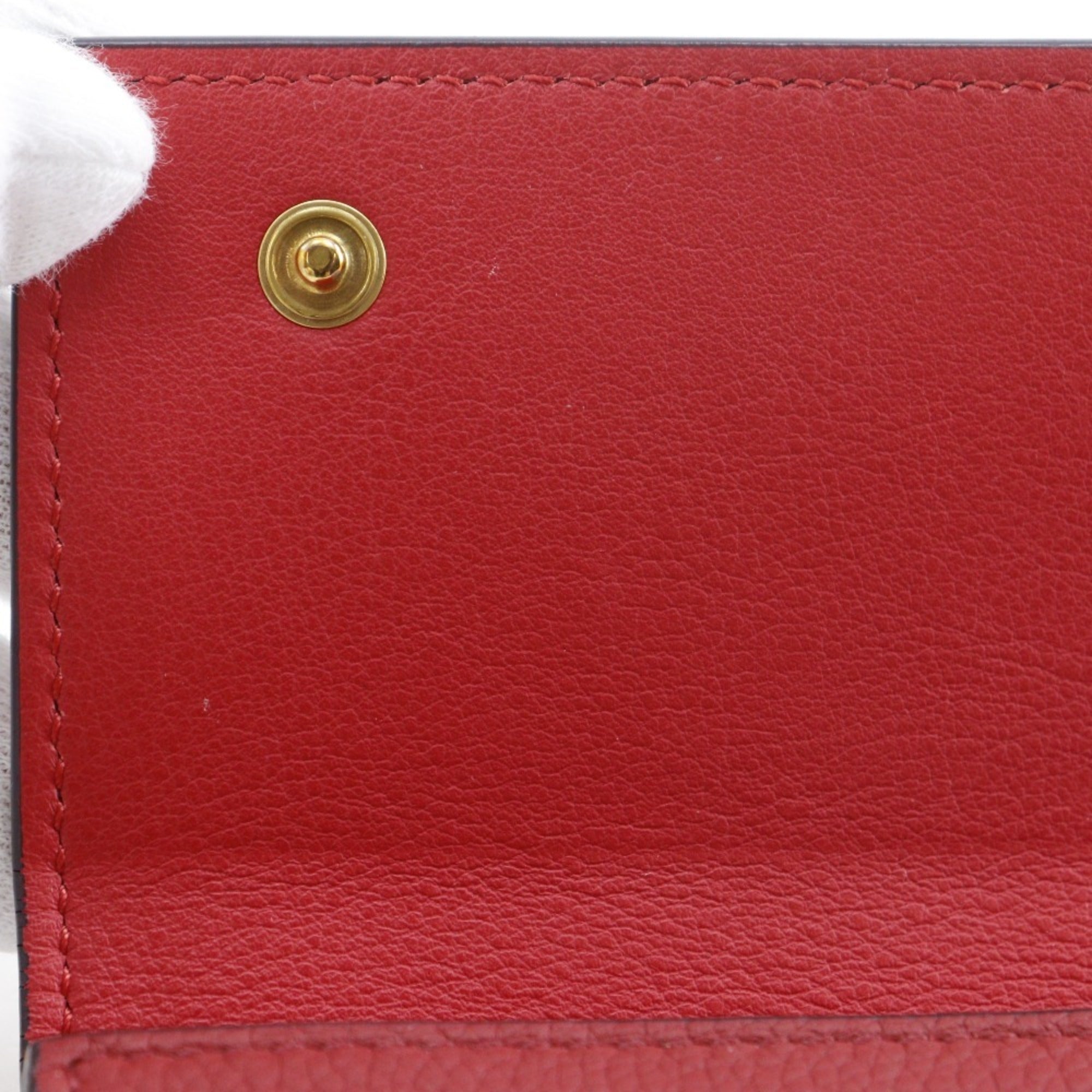 Celine Red Color Leather Wallet (Tri-Fold) (Pre-Owned)