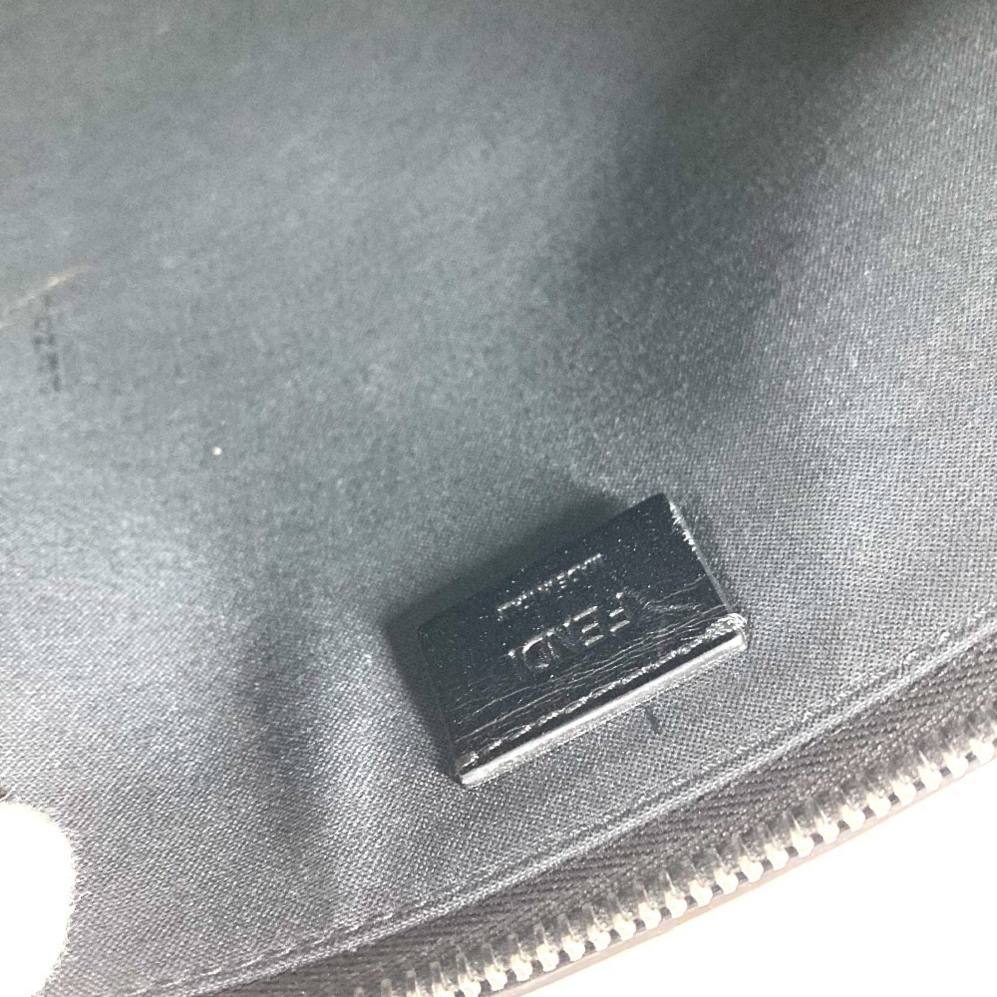 Fendi Zucca Black White Leather Clutch Bag Handbag (Pre-Owned)
