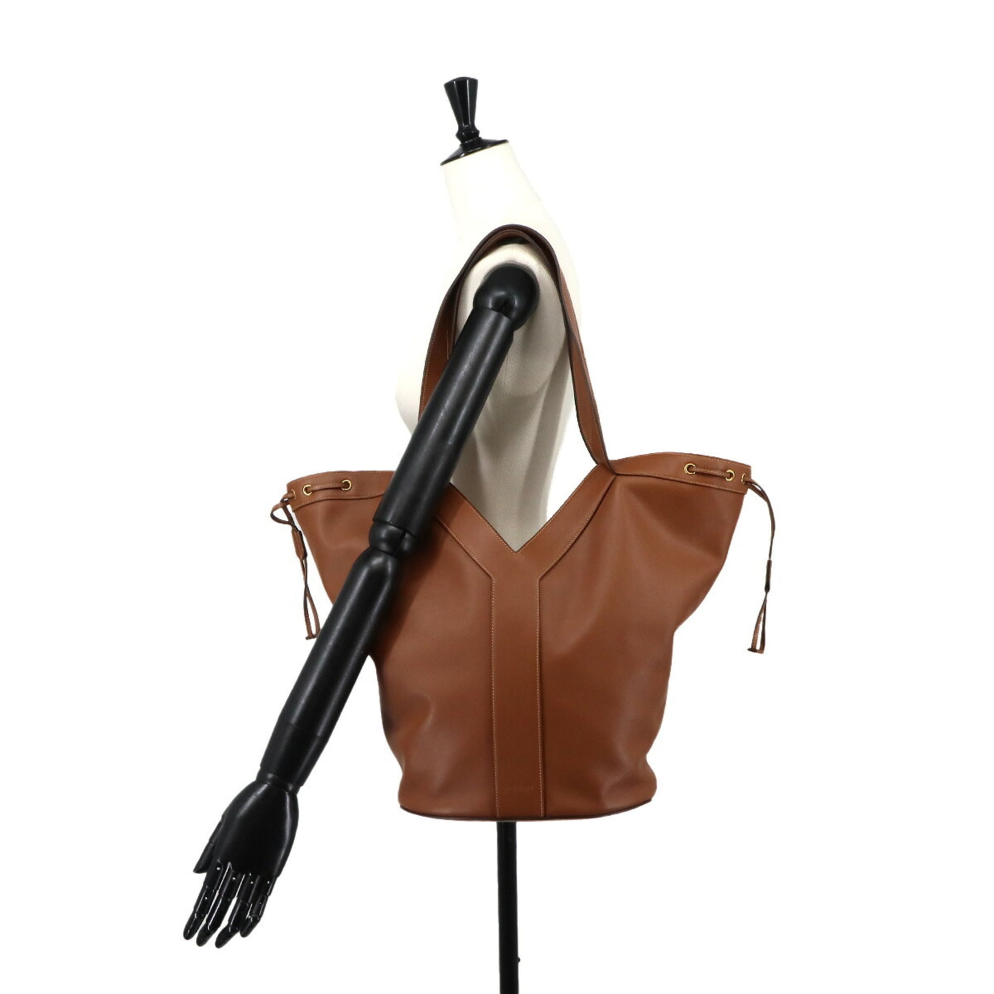 Saint Laurent Brown Leather Handbag Tote Bag (Pre-Owned)