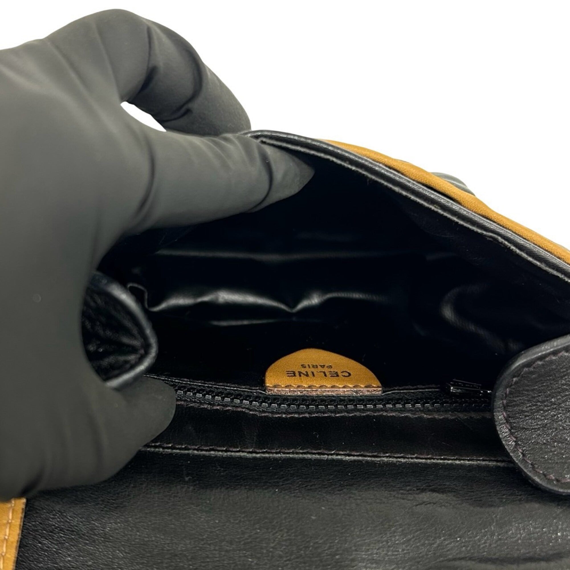 Celine Black Brown Leather Pochette Shoulder Bag (Pre-Owned)