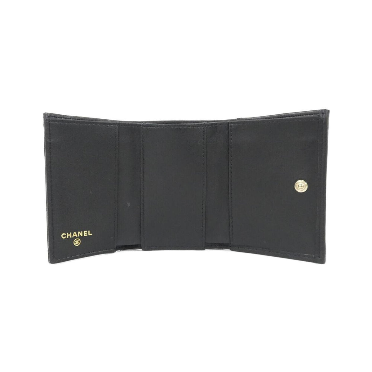 Chanel Black Leather Wallet (Tri-Fold) (Pre-Owned)