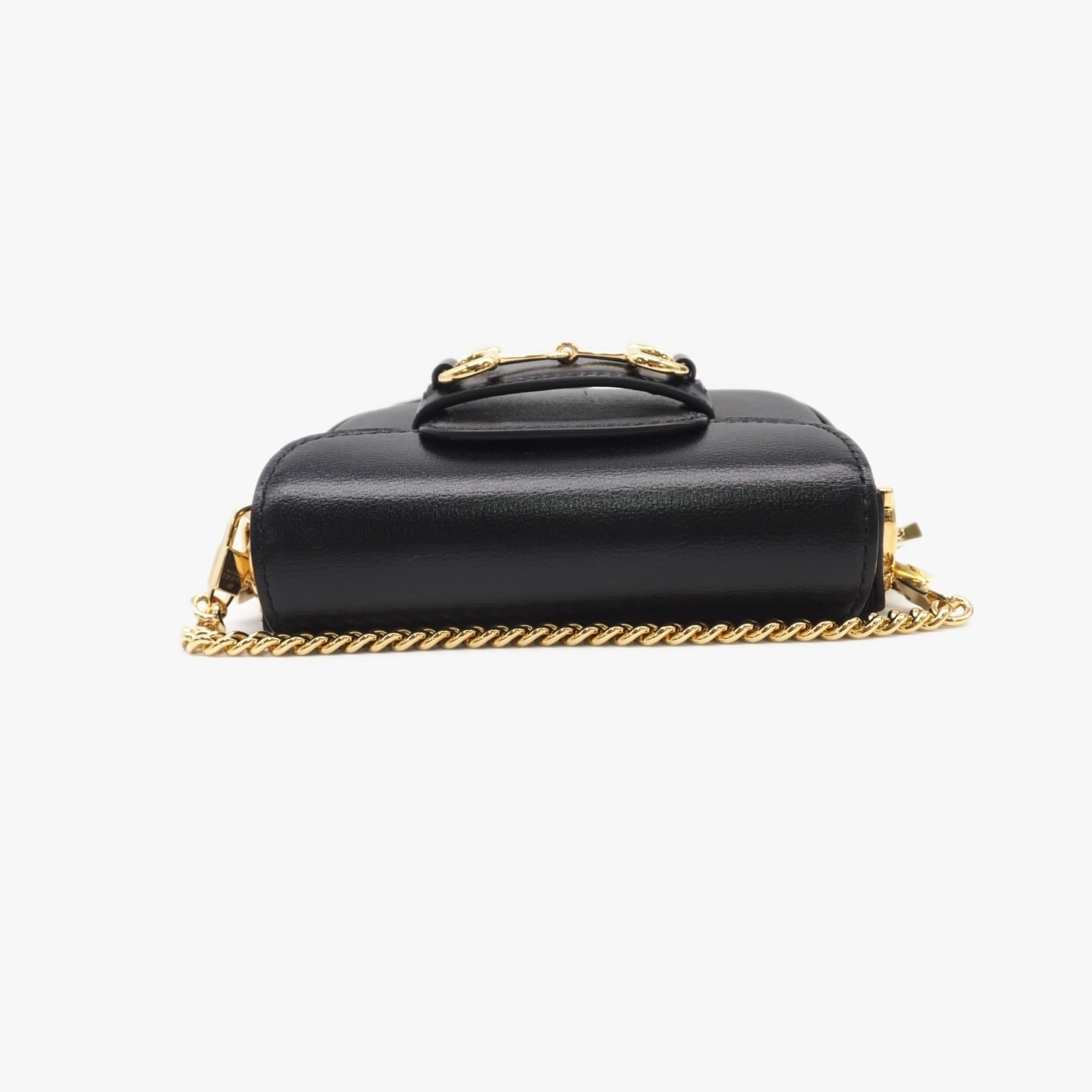 Gucci Horsebit Black Leather Canvas Shoulder Bag (Pre-Owned)