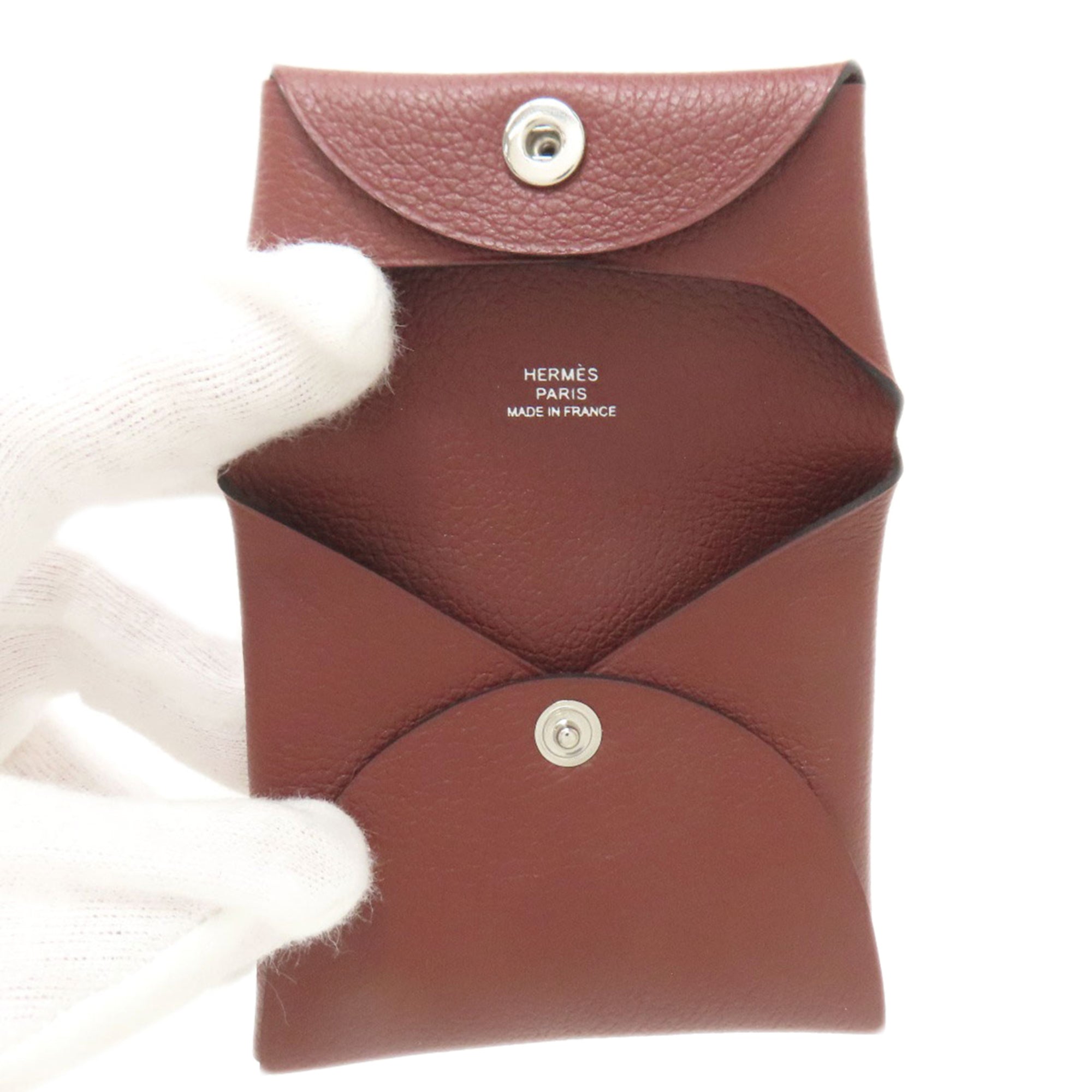 Hermes Bastia Red Color Coin Purse/Coin Case (Pre-Owned)