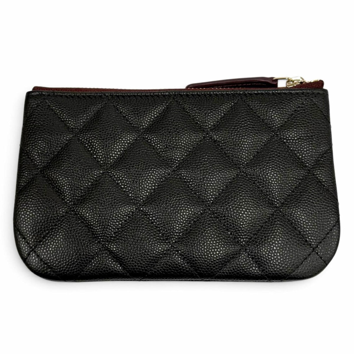 Chanel Black Burgundy Leather Pouch (Pre-Owned)