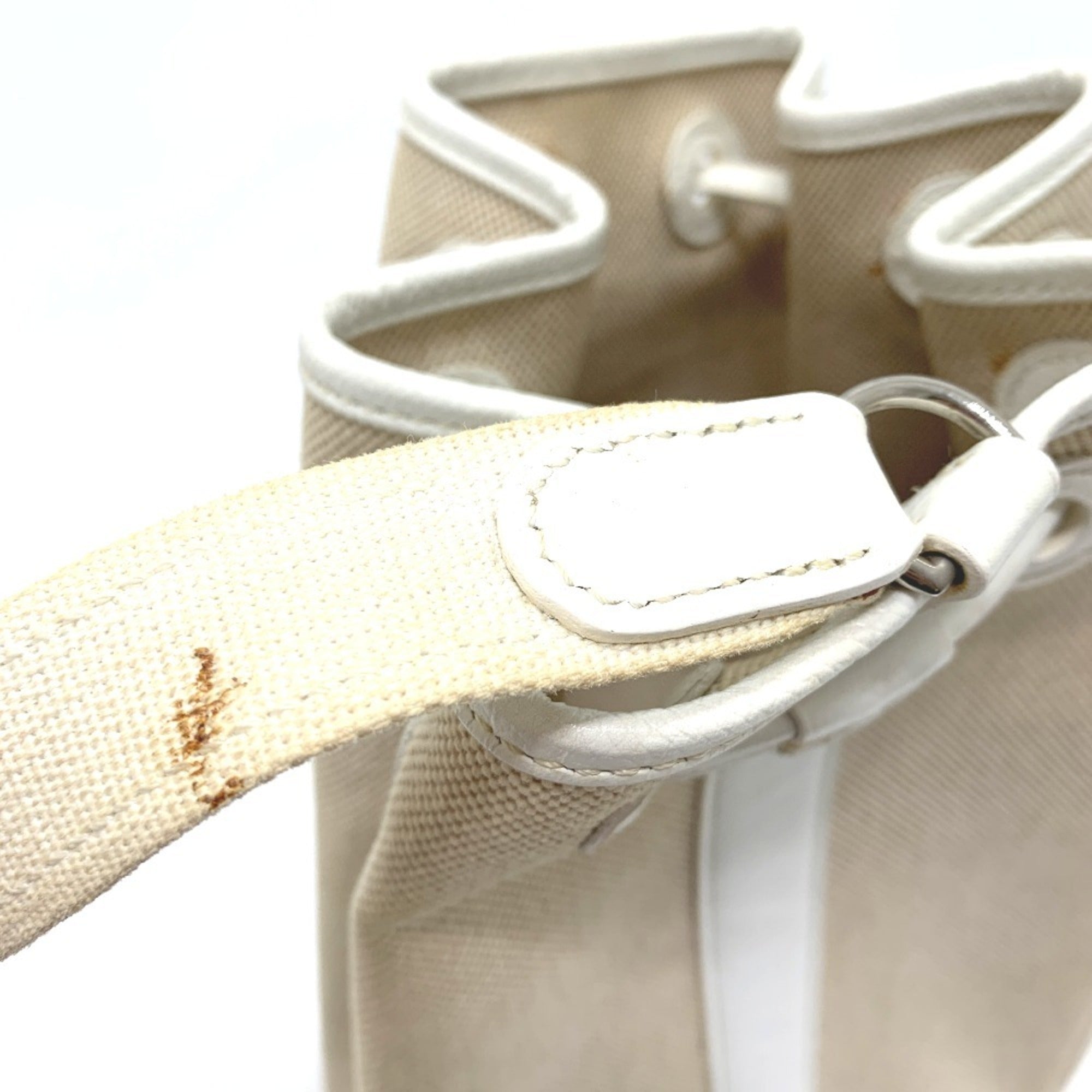 Hermes Ivory Toile Officier Leather Shoulder Bag (Pre-Owned)