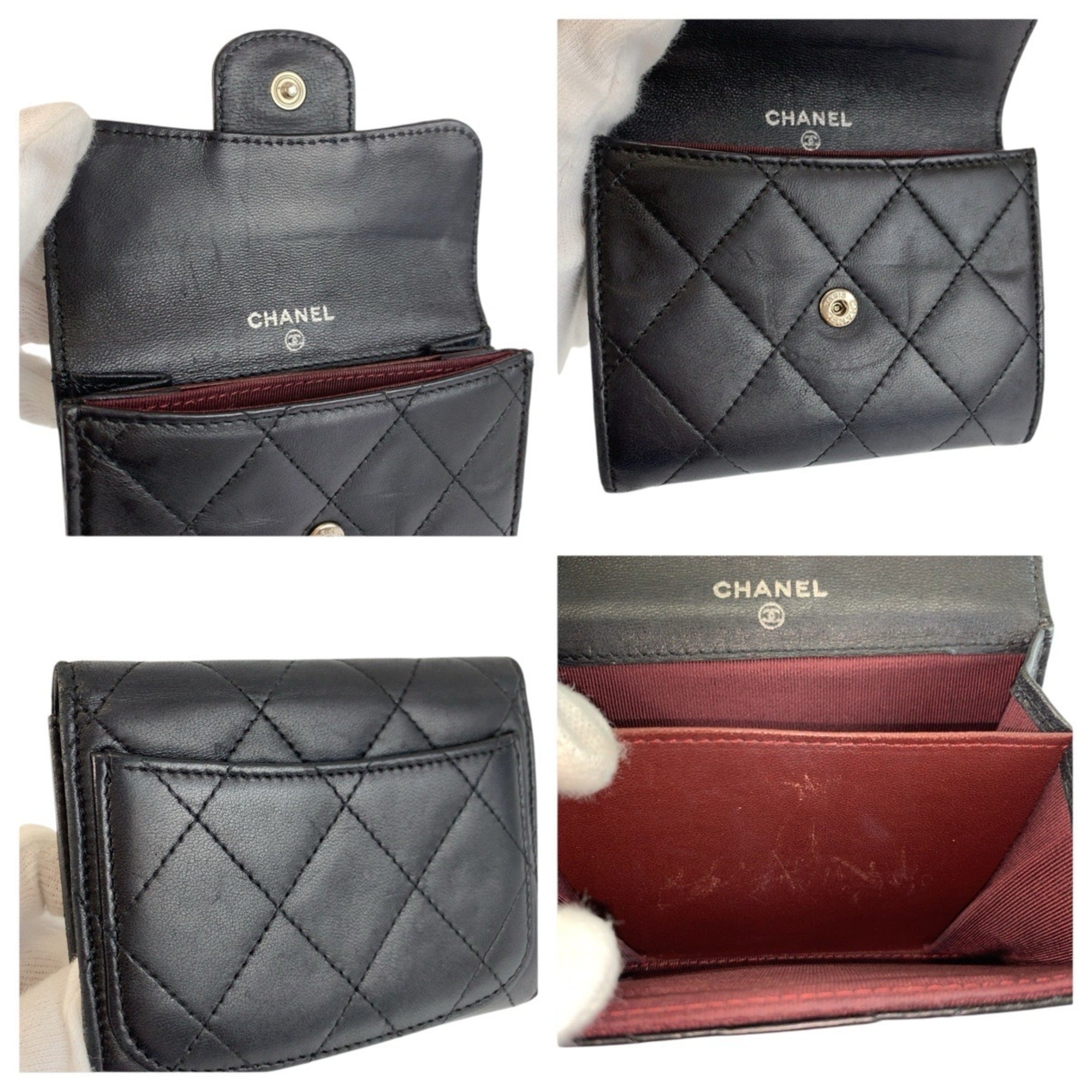 Chanel Black Leather Coin Purse/Coin Case (Pre-Owned)
