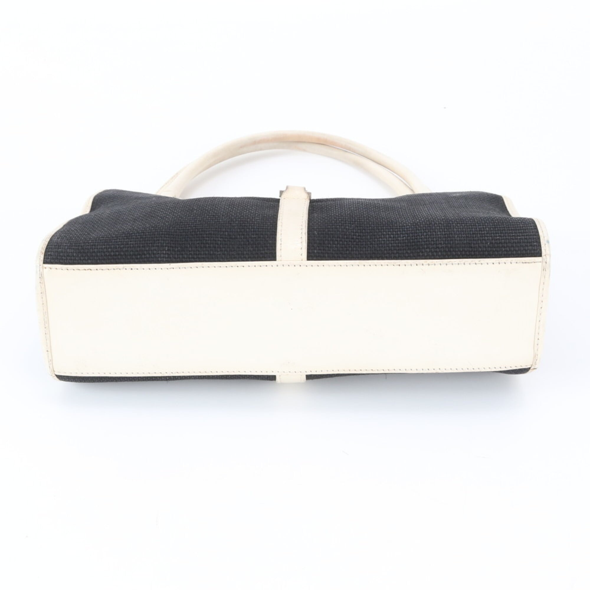 Gucci Jackie Black White Leather Canvas Handbag (Pre-Owned)