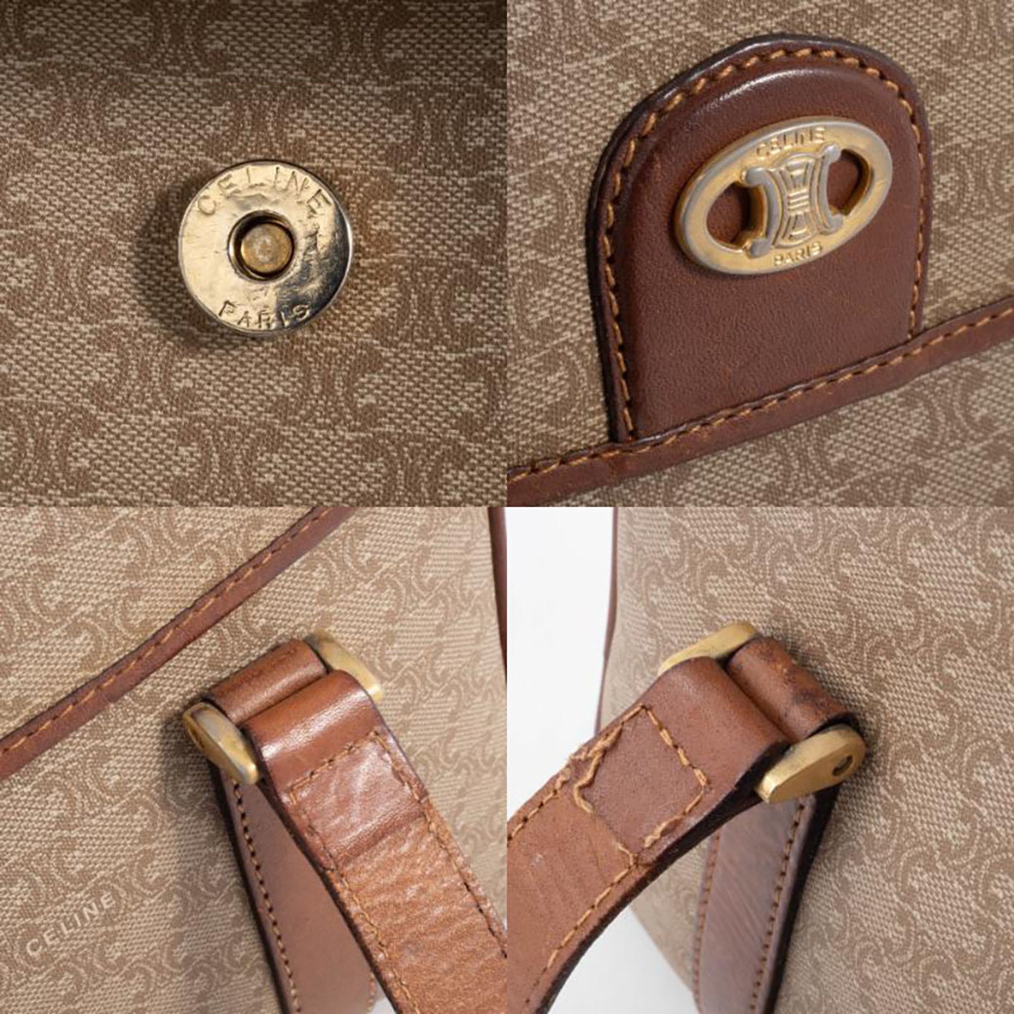 Celine Macadam Beige Brown Pvc Leather Handbag Tote Bag (Pre-Owned)