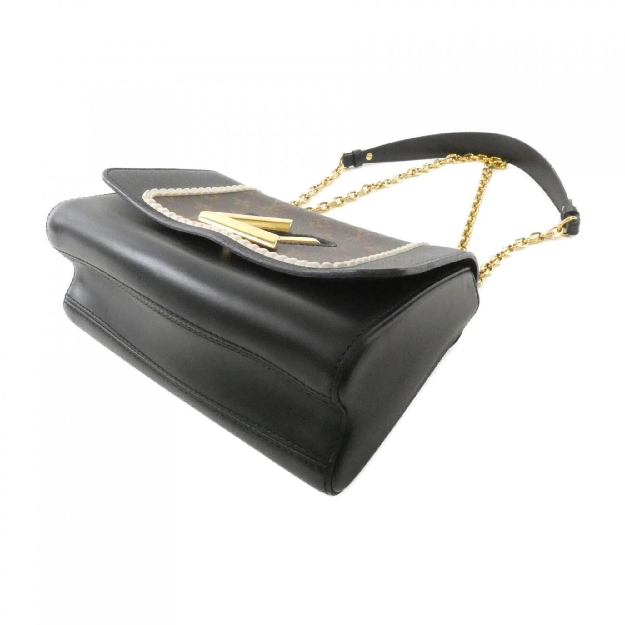 Louis Vuitton Black Marron Coated Canvas Leather Shoulder Bag (Pre-Owned)