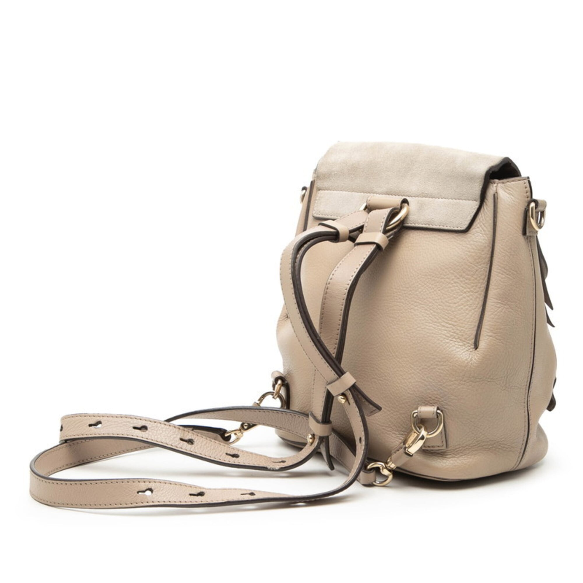 Chloé Gray Leather Suede Backpack (Pre-Owned)