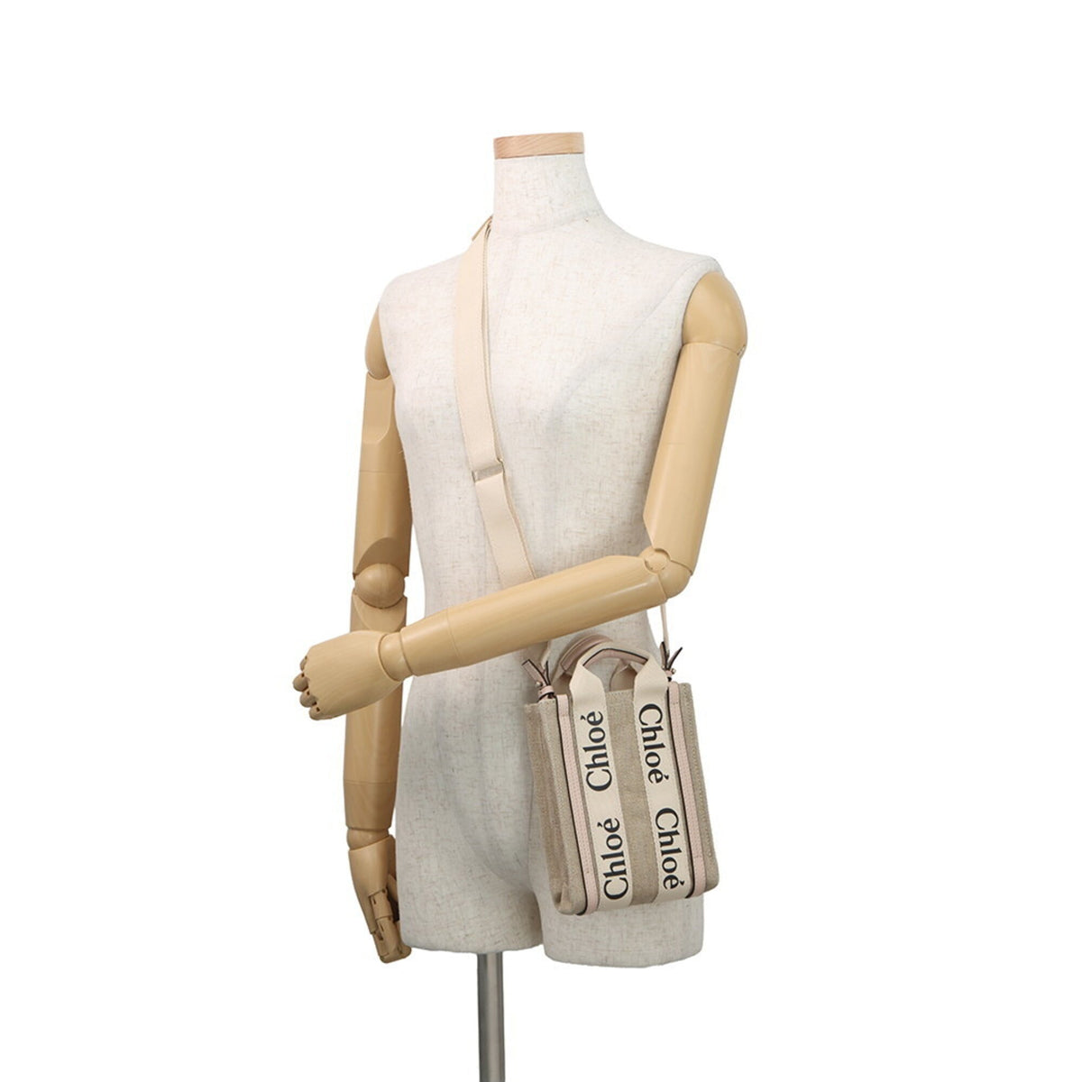 Chloé Beige Pink Canvas Leather Handbag (Pre-Owned)