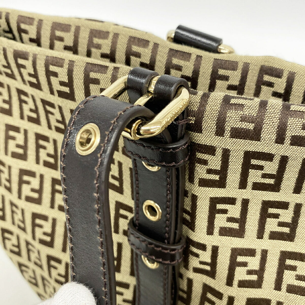 Fendi Brown Nylon Canvas Tote Bag (Pre-Owned)