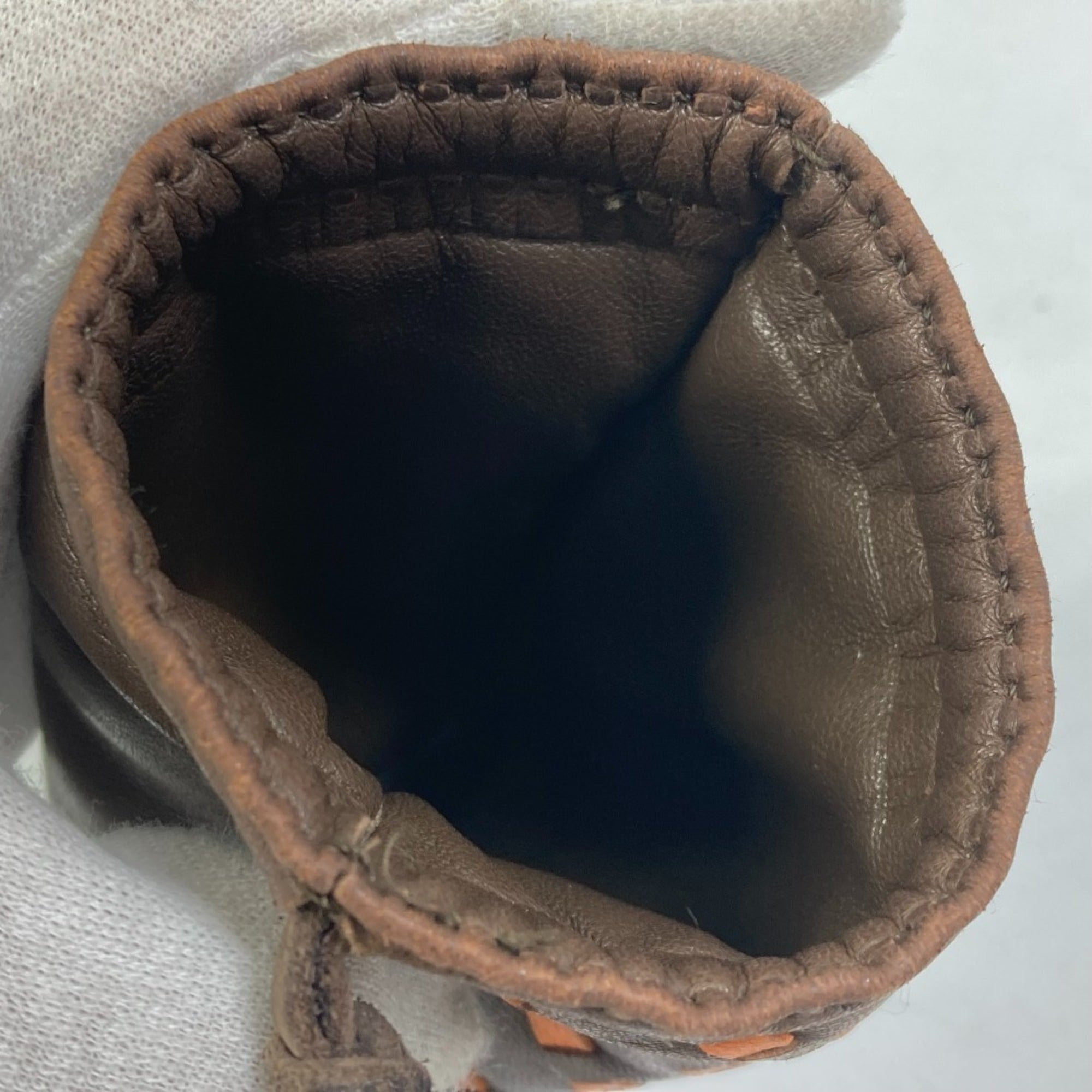 Hermes Brown Orange Agneau Milo Pouch (Pre-Owned)