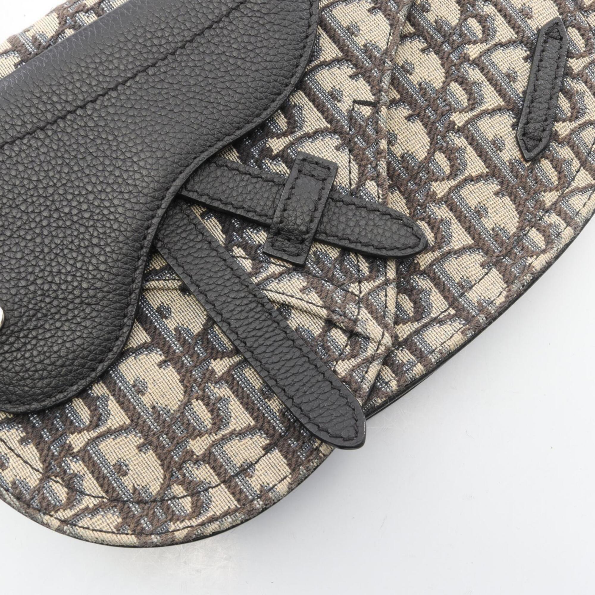 Christian Dior Beige Navy Canvas Leather Fanny Pack Handbag Saddle Bag (Pre-Owned)