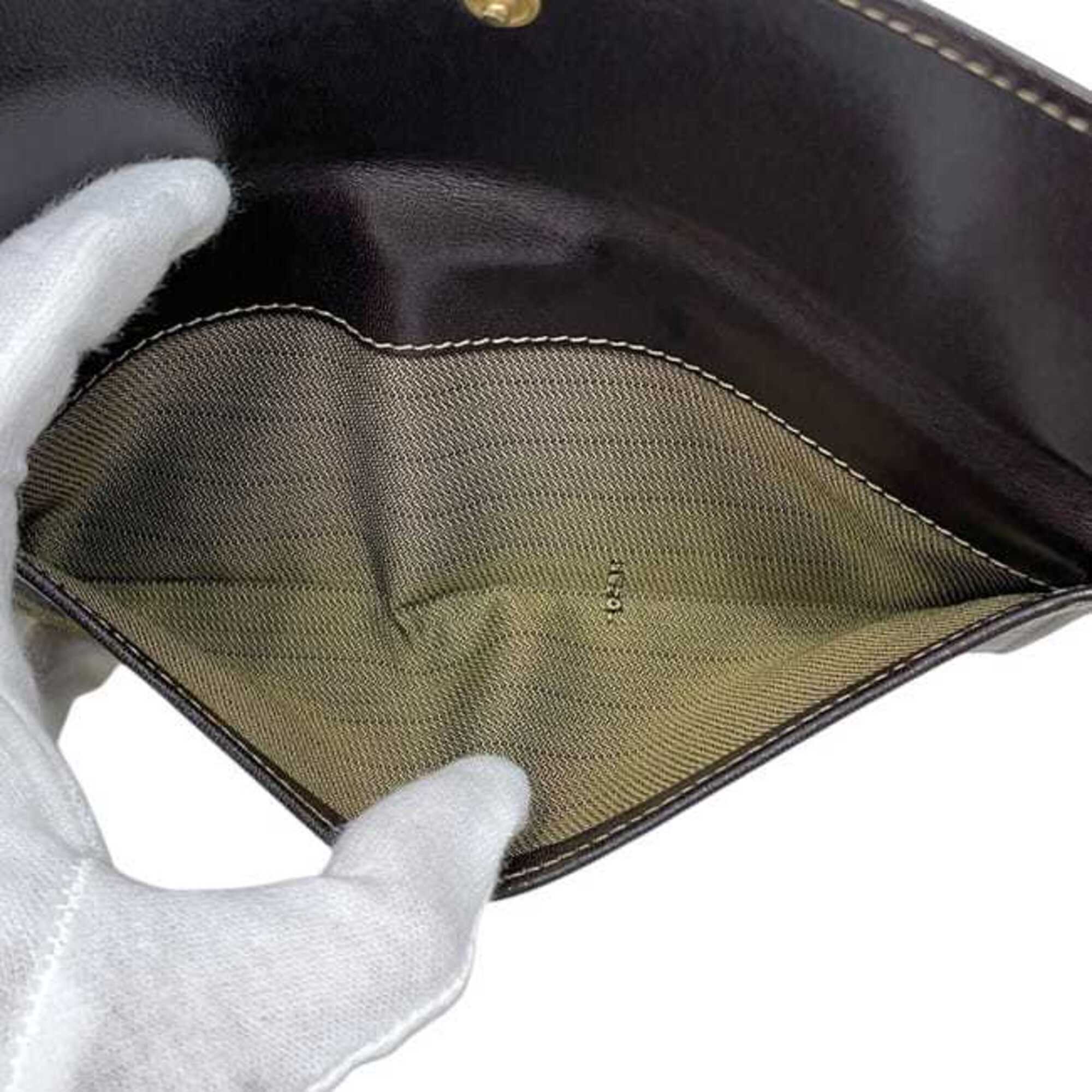 Fendi Brown Khaki Canvas Leather Long Wallet (Bi-Fold) (Pre-Owned)