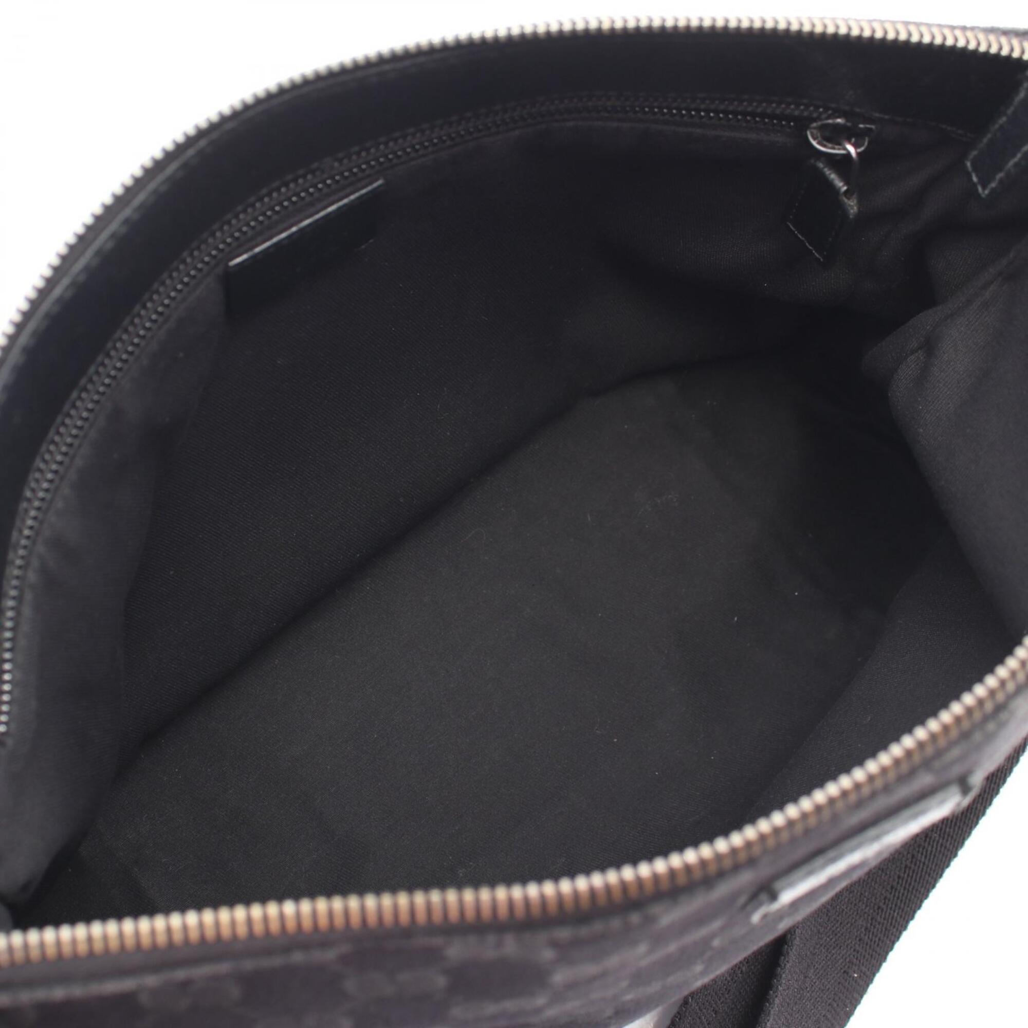 Gucci Black Canvas Leather Handbag Shoulder Bag (Pre-Owned)