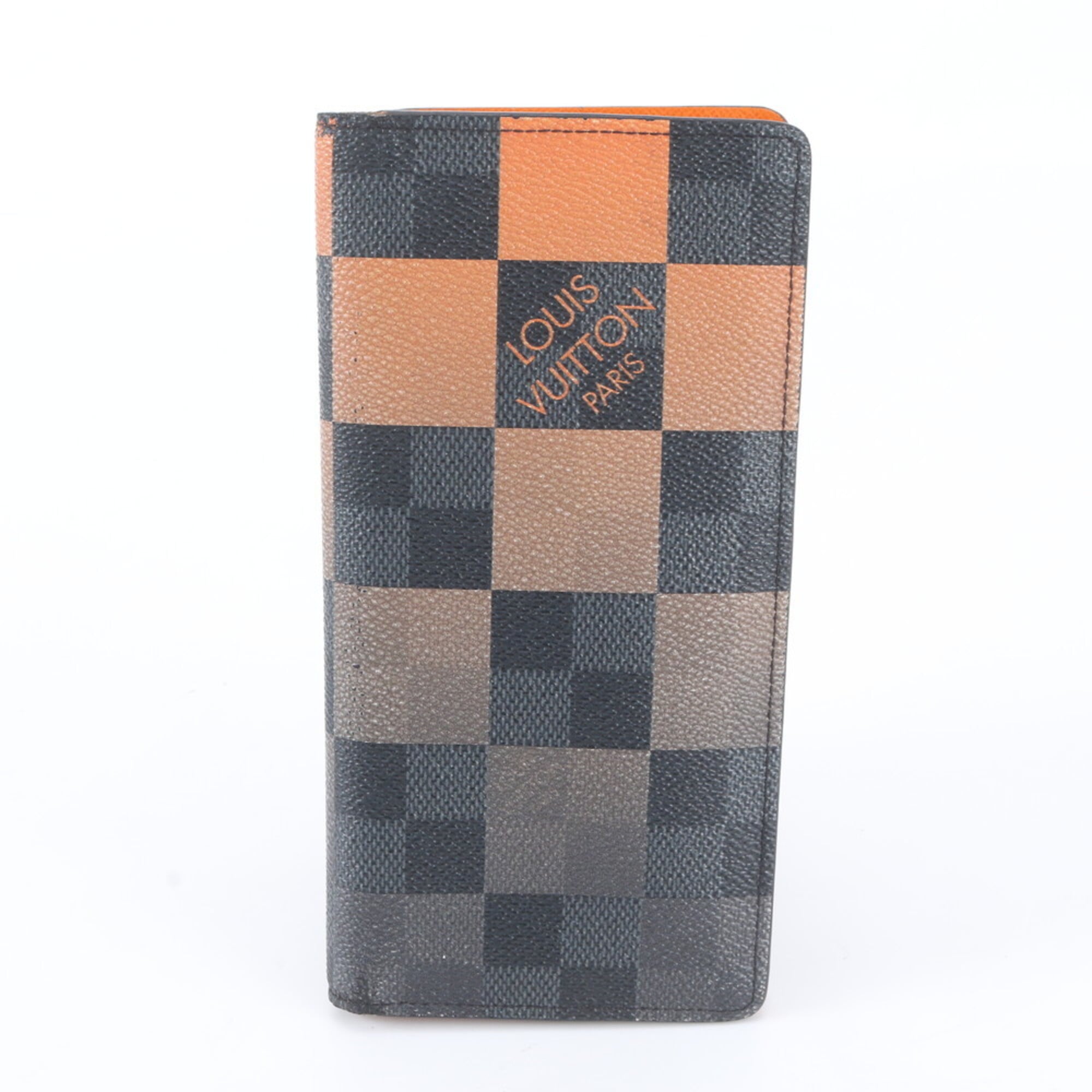 Louis Vuitton Orange Leather Coated Canvas Long Wallet (Bi-Fold) (Pre-Owned)