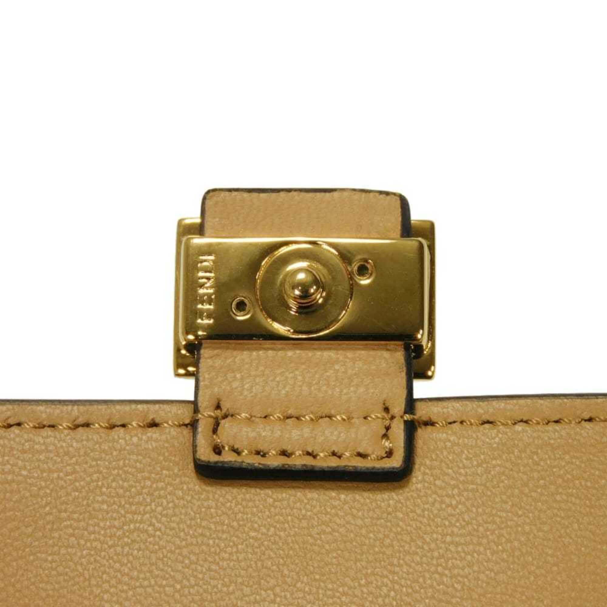 Fendi Beige Leather Coin Purse/Coin Case (Pre-Owned)
