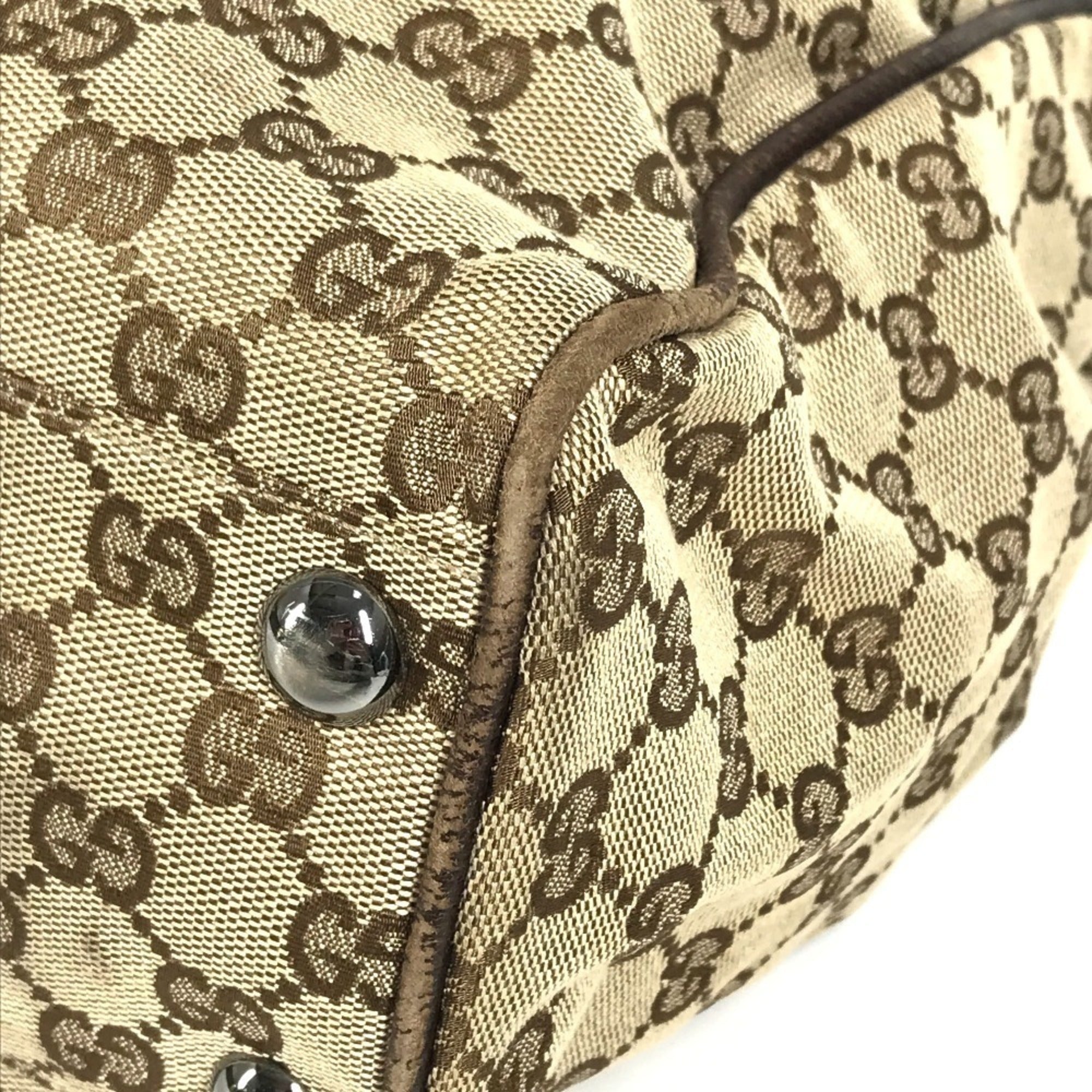 Gucci Beige Dark Brown Gg Canvas Shoulder Bag Tote Bag (Pre-Owned)