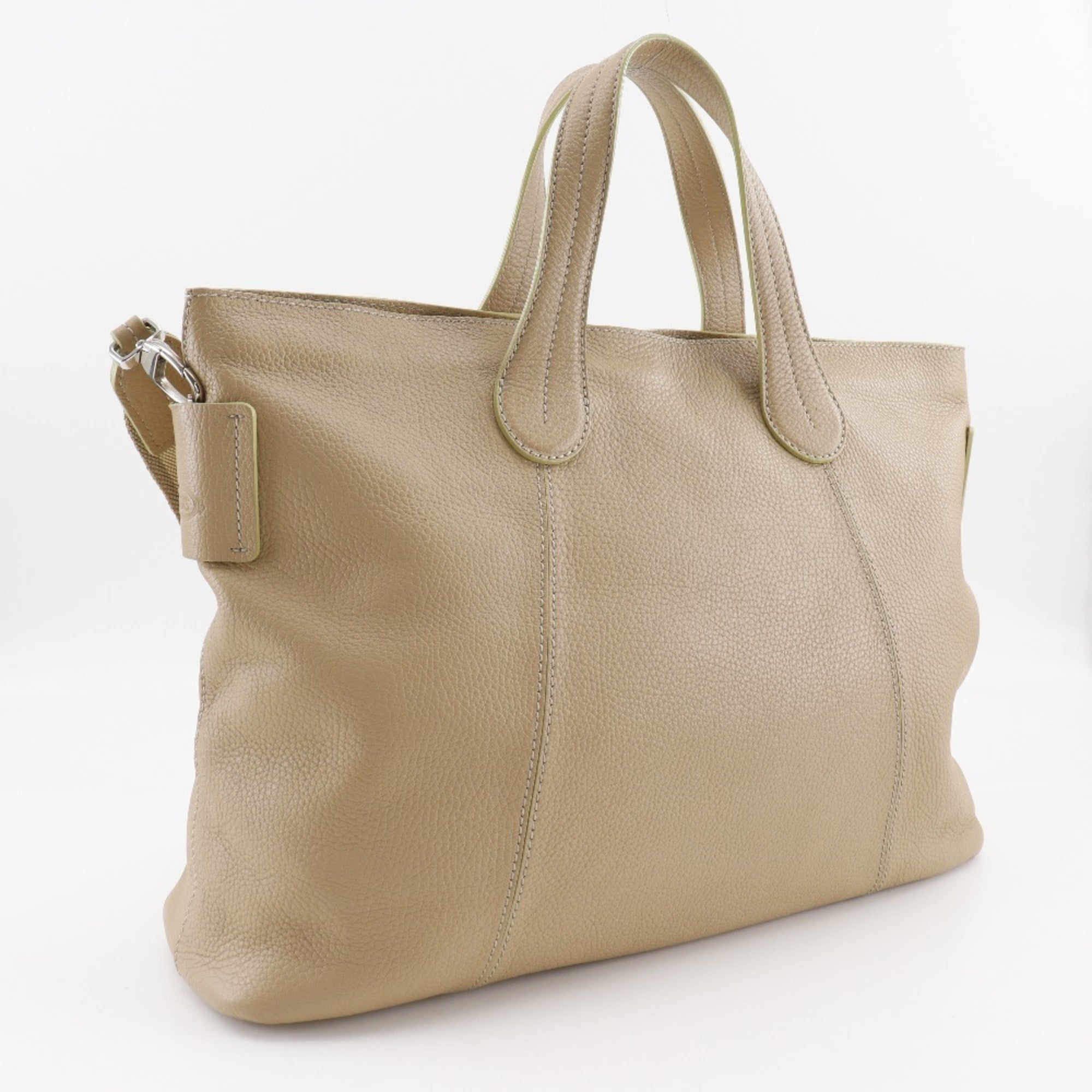 Tod's Beige Leather Handbag Tote Bag (Pre-Owned)