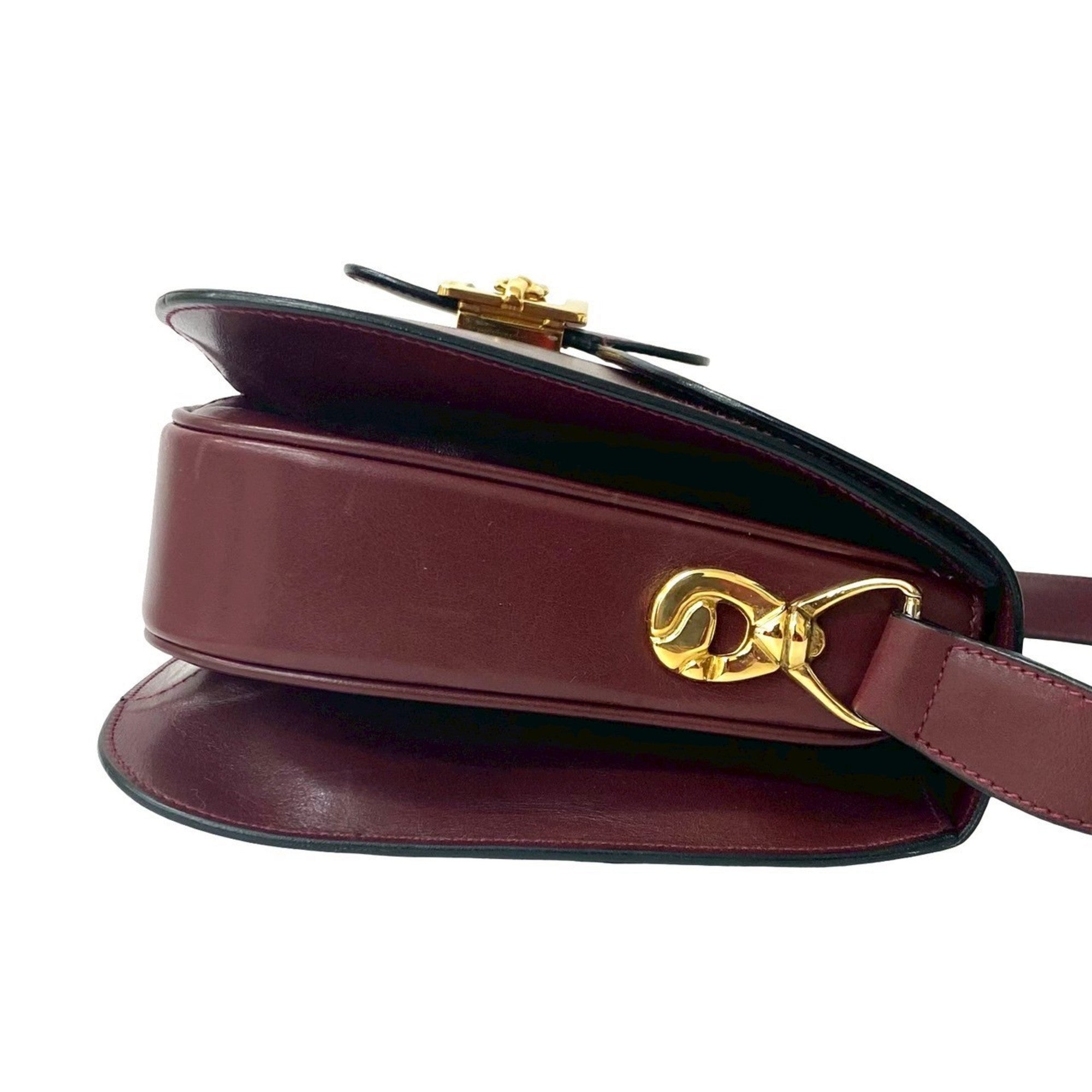 Celine Red Color Wine Leather Shoulder Bag (Pre-Owned)