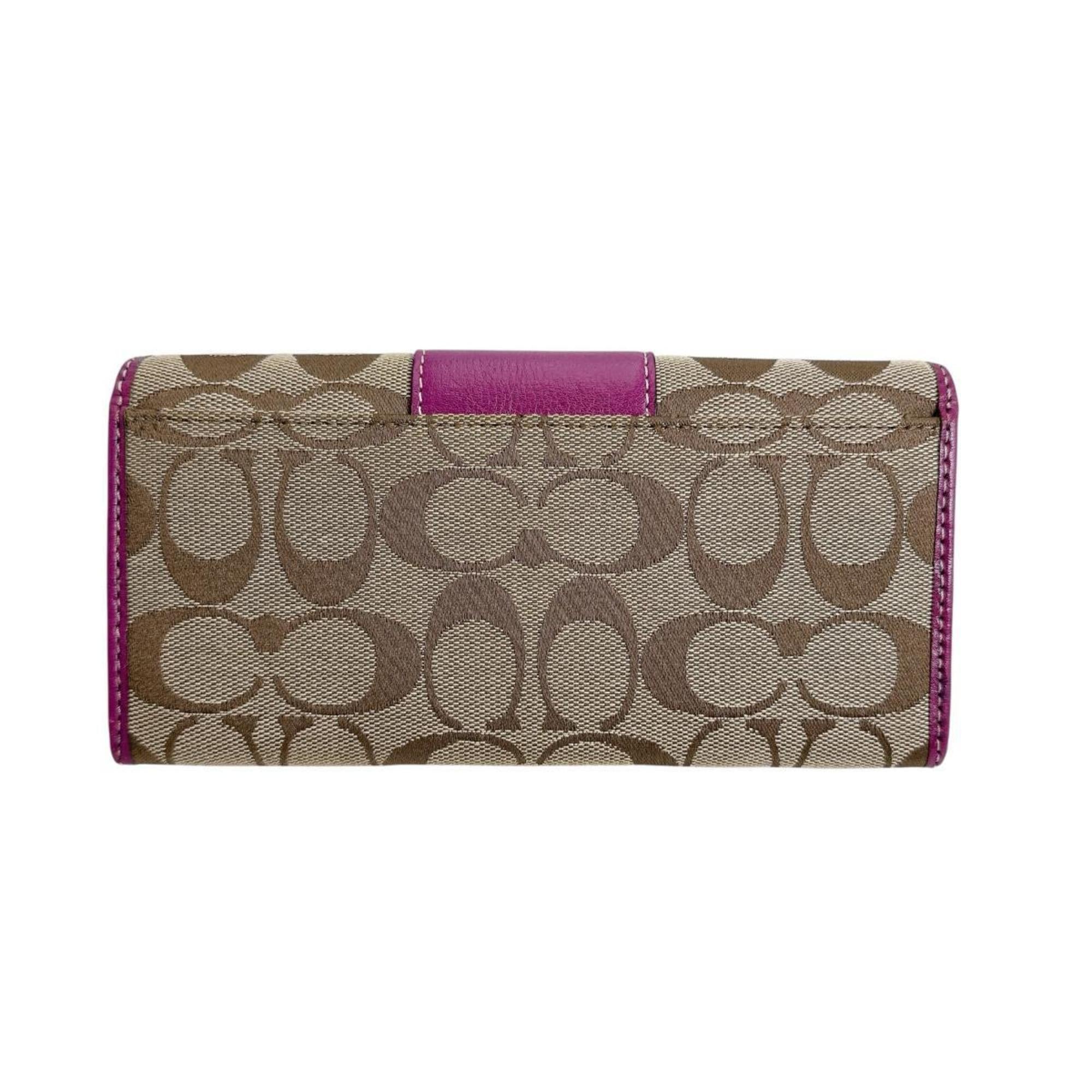 Coach Brown Purple Signature Line Long Wallet (Bi-Fold) (Pre-Owned)