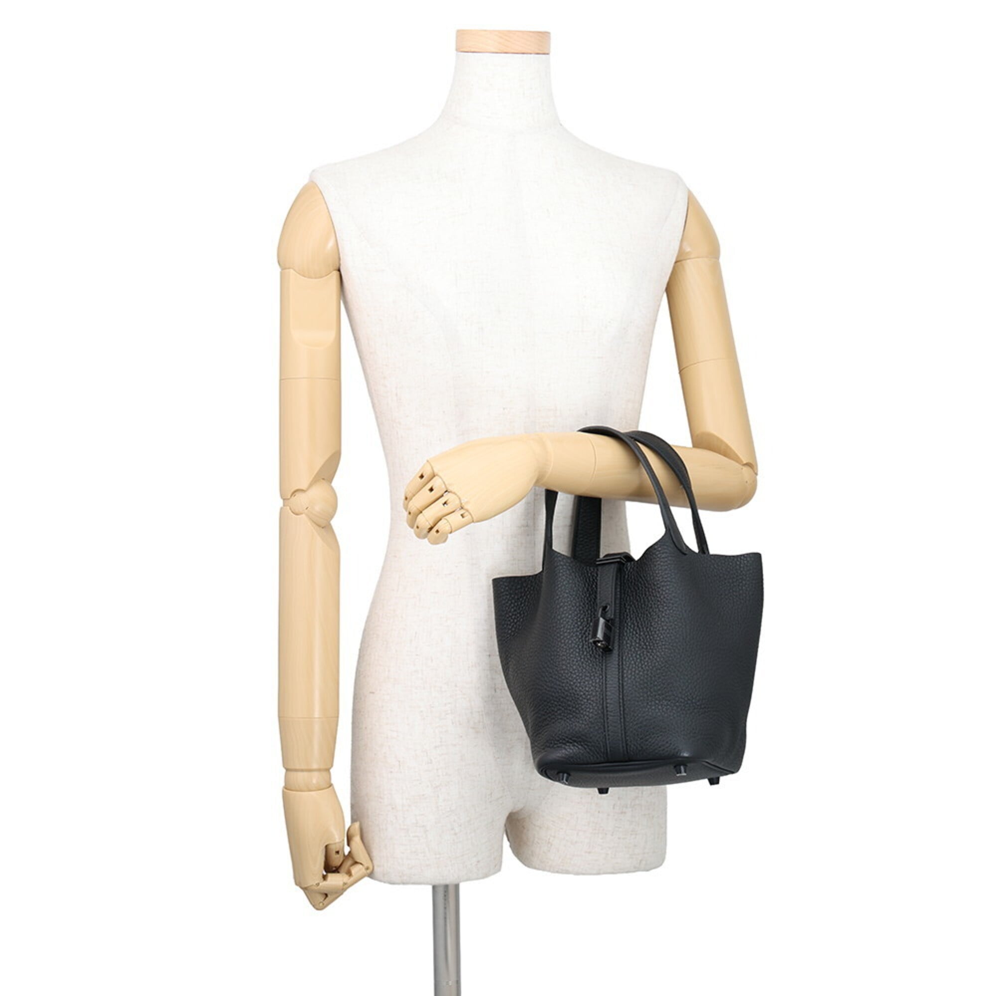 Hermes Picotin Black Taurillon Clemence Leather Handbag (Pre-Owned)