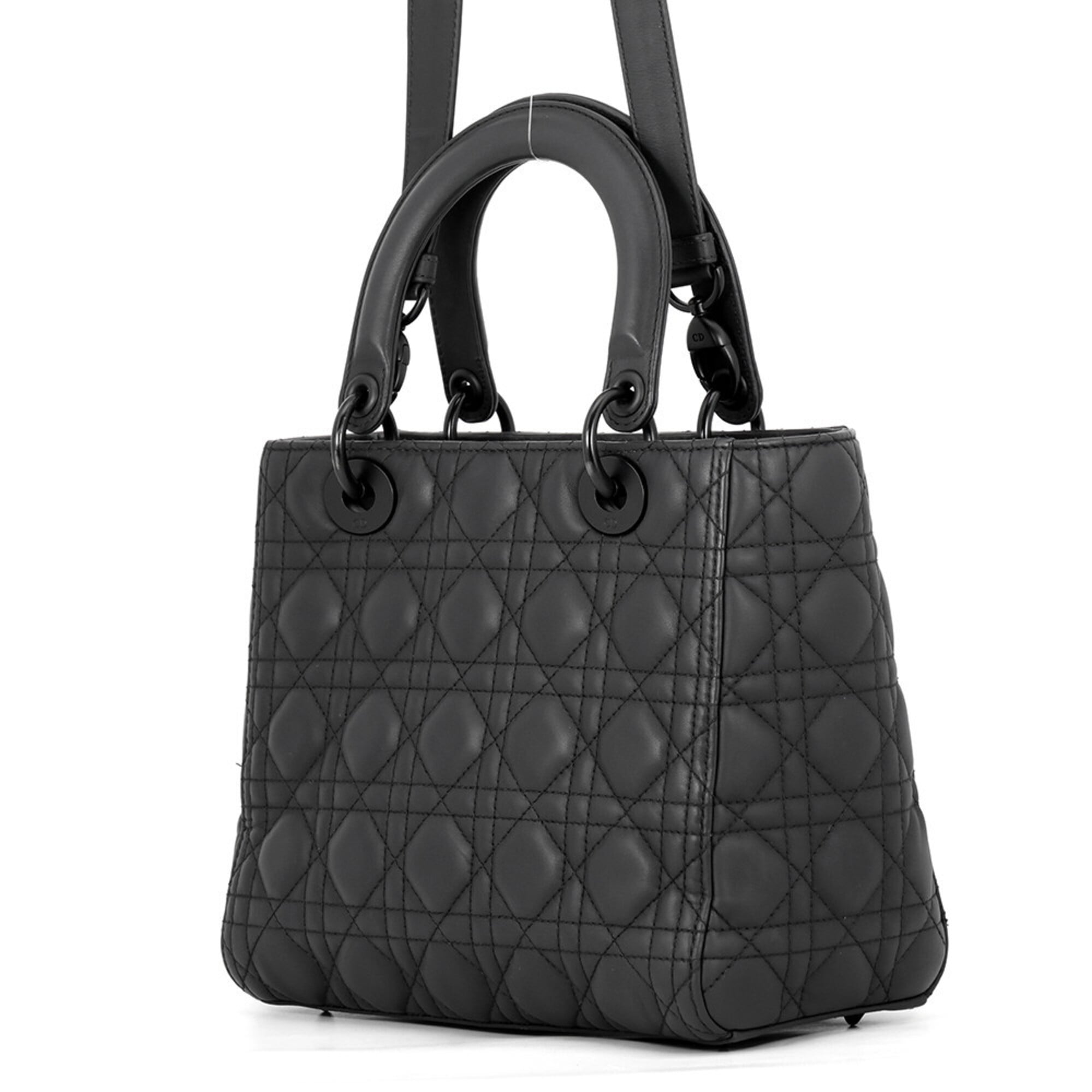 Christian Dior Lady Dior Black Leather Handbag (Pre-Owned)
