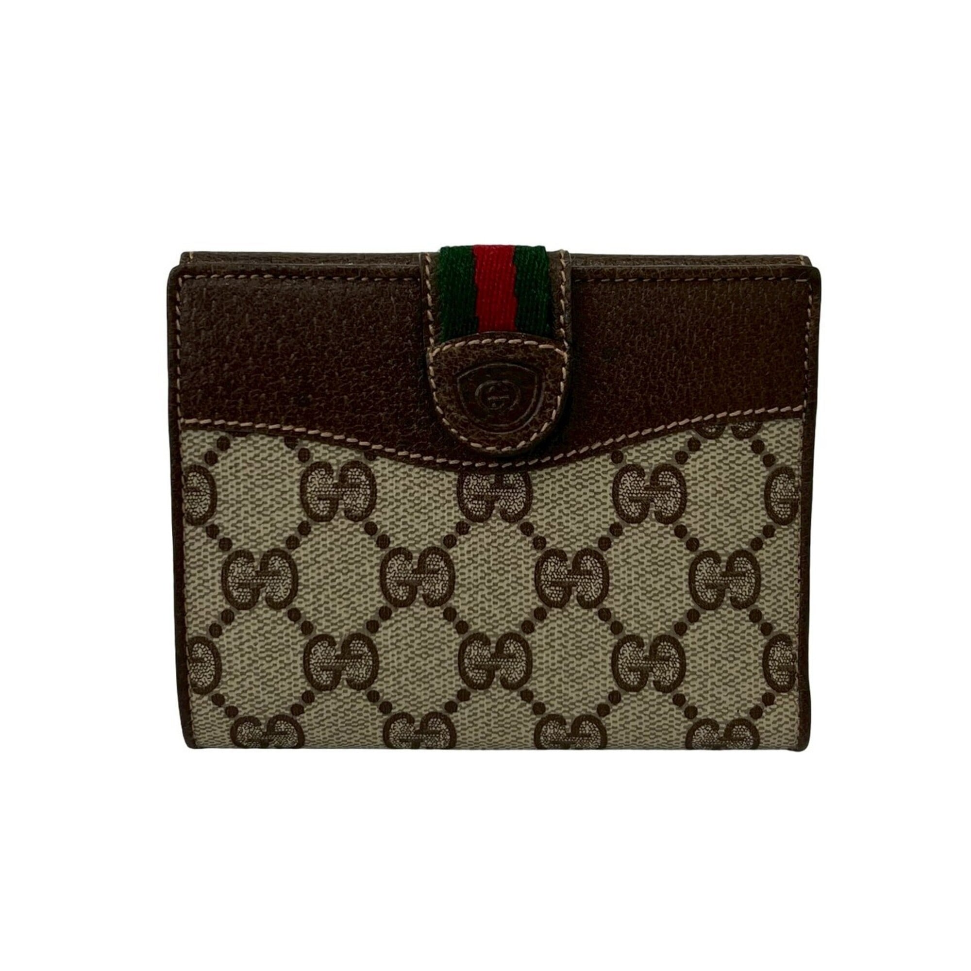 Gucci Brown Green Red Color Leather Pvc Wallet (Bi-Fold) (Pre-Owned)