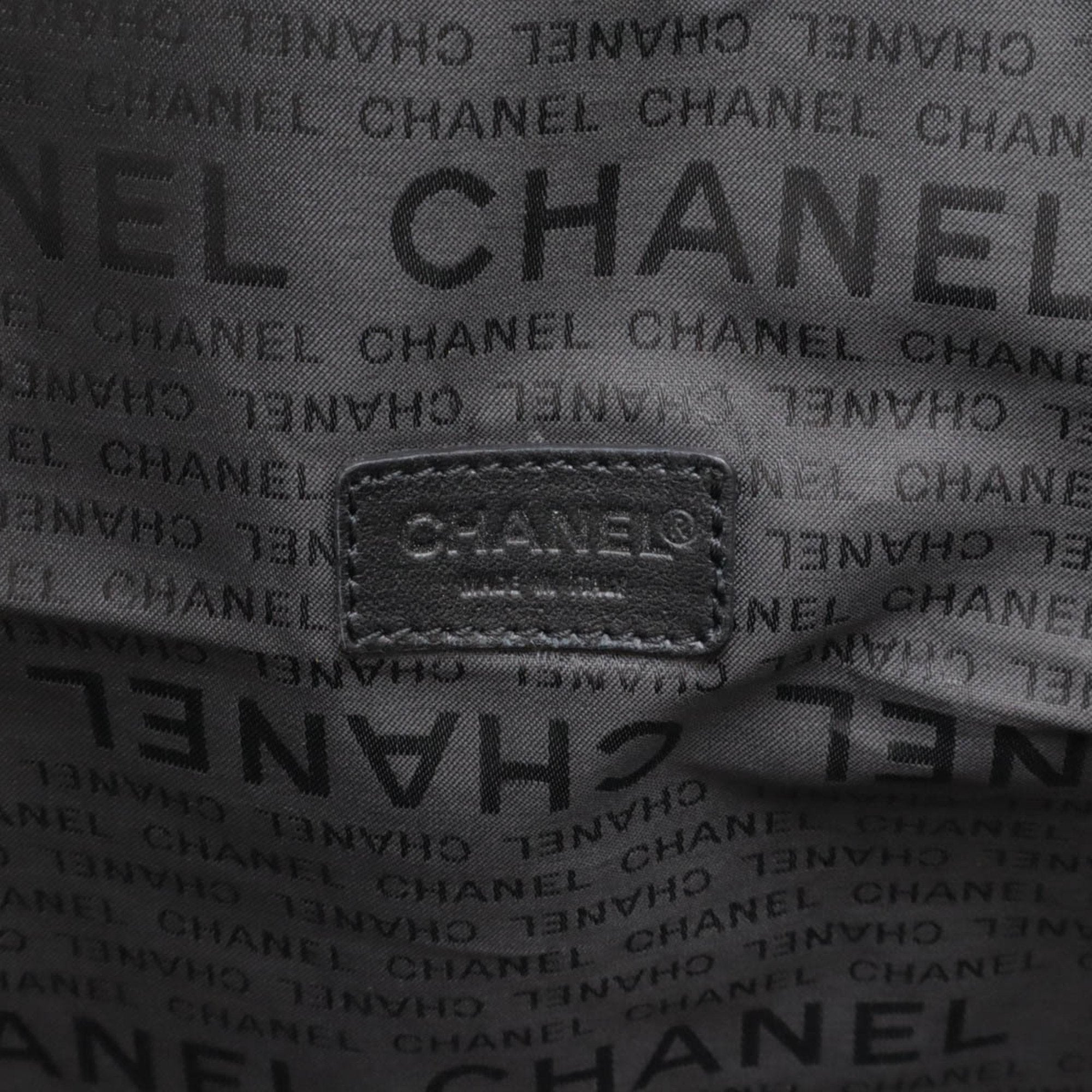 Chanel Beige Black Nylon Boston Bag Shoulder Bag (Pre-Owned)