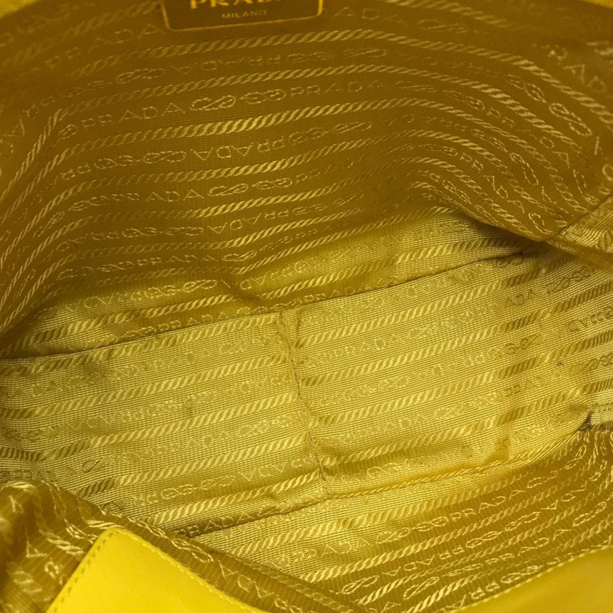 Prada Saffiano White Yellow Leather Handbag (Pre-Owned)