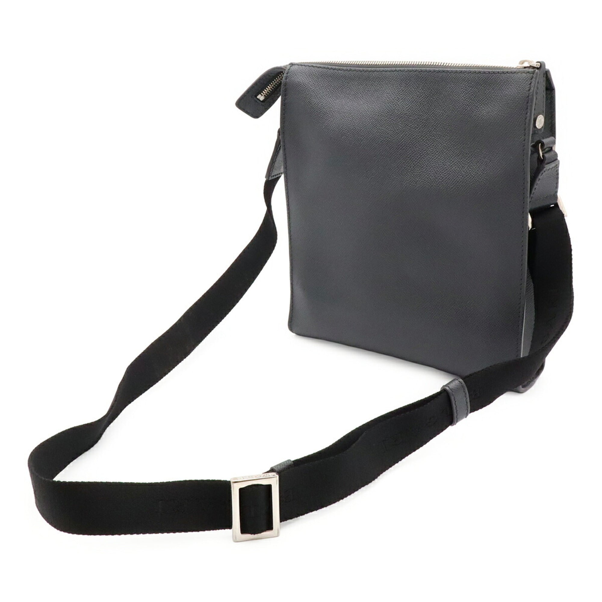 Bvlgari Gray Leather Messenger Bag Shoulder Bag (Pre-Owned)