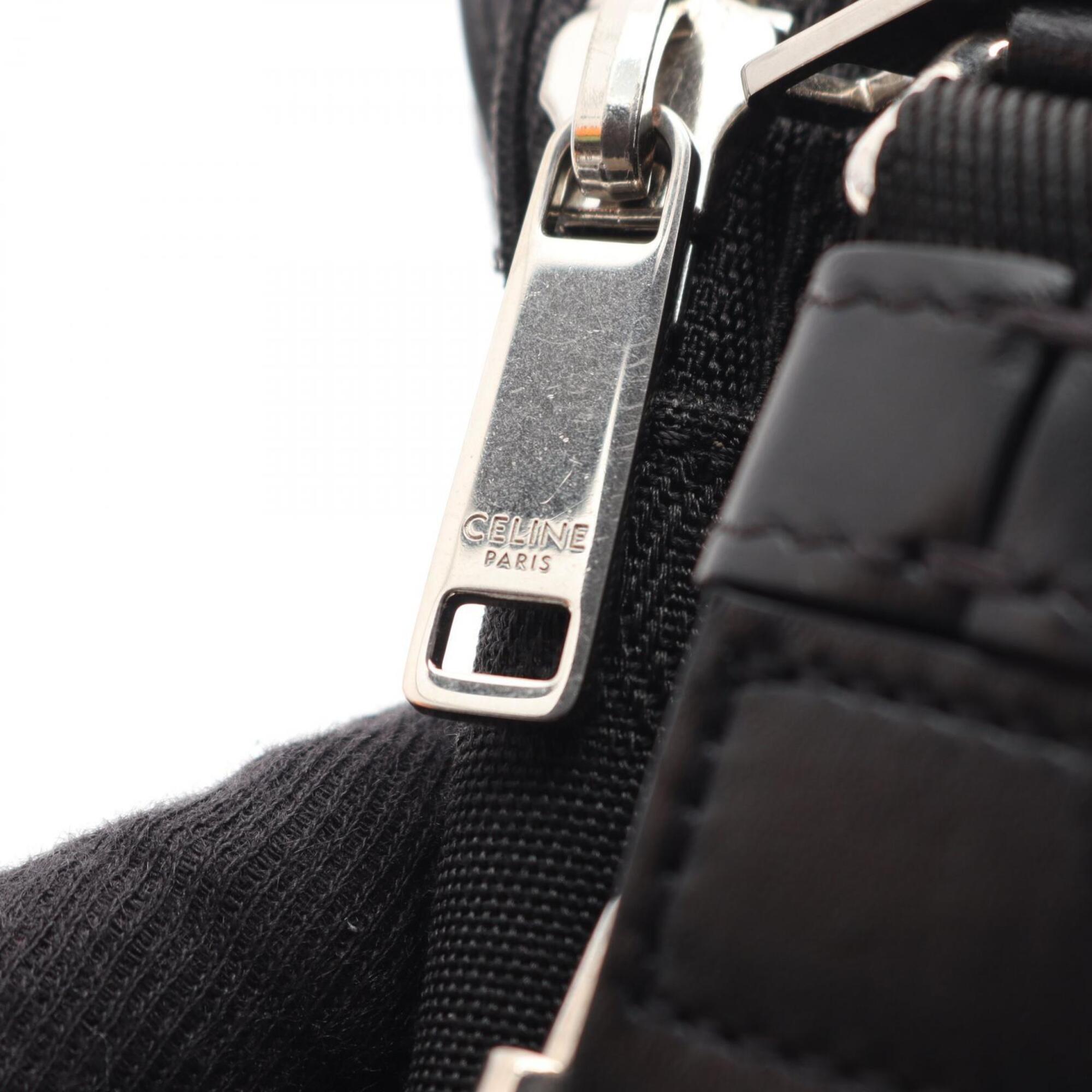 Celine Black Canvas Leather Messenger Bag Shoulder Bag (Pre-Owned)