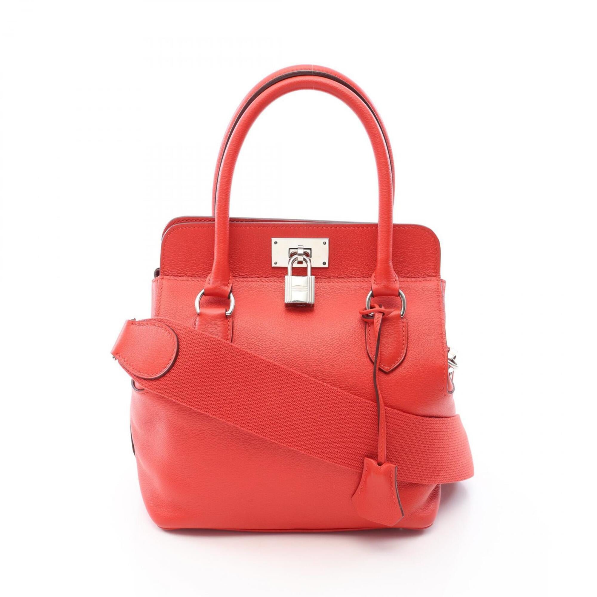 Hermes Red Color Evercalf Leather Handbag (Pre-Owned)