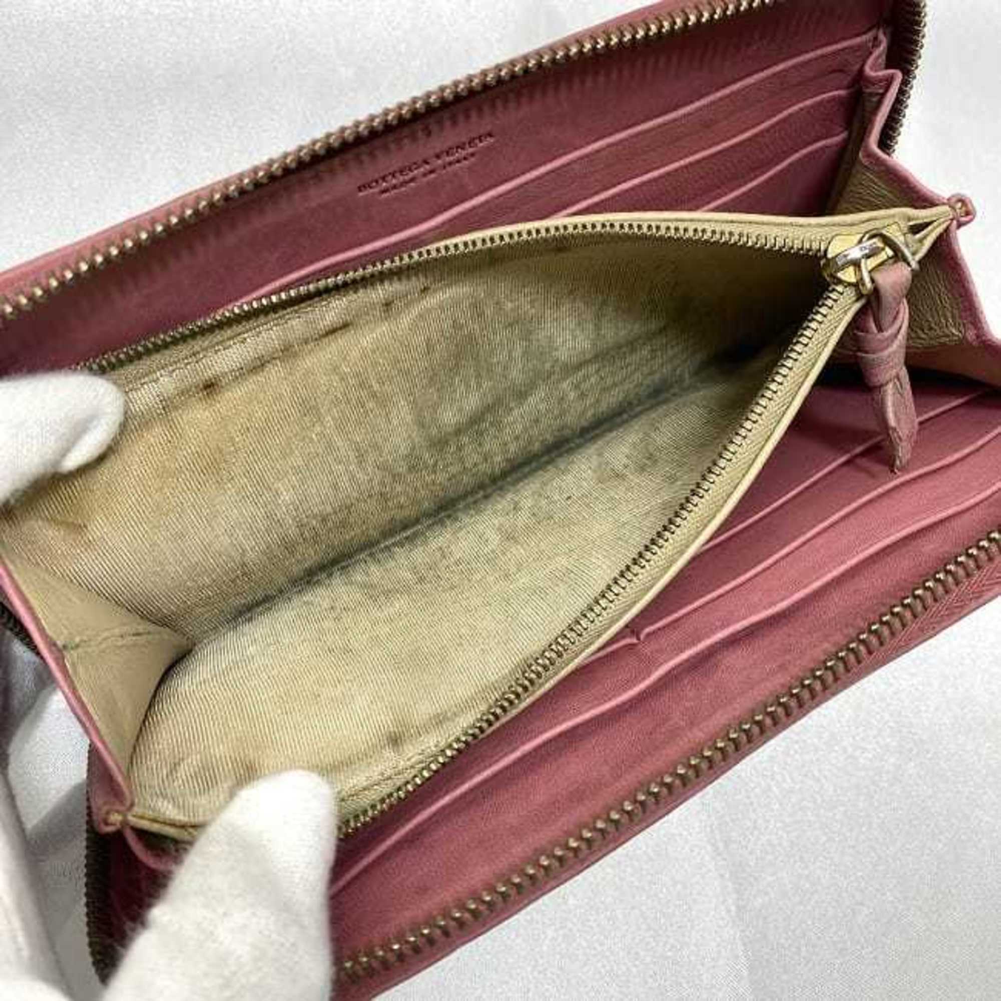 Bottega Veneta Pink Leather Long Wallet (Bi-Fold) (Pre-Owned)