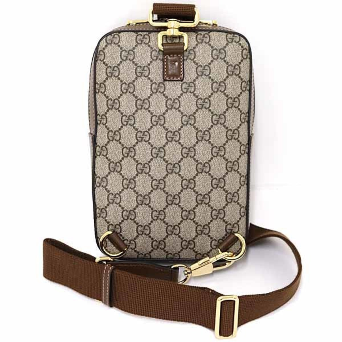 Gucci Beige Brown Gg Supreme Leather Sling Bag (Pre-Owned)