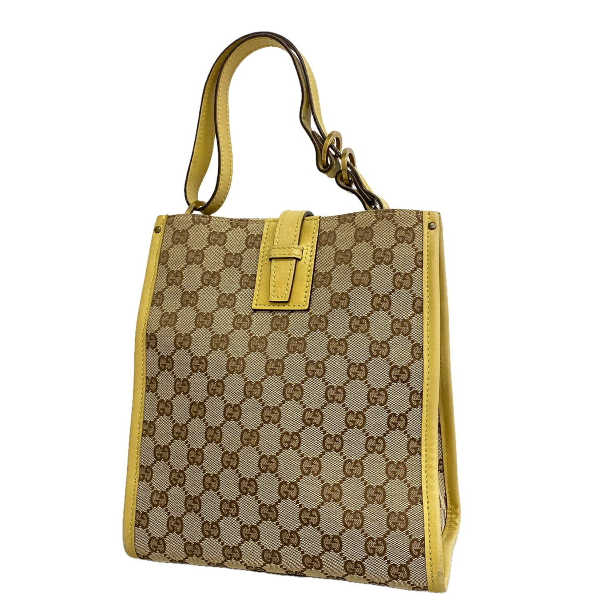 Gucci Brown Yellow Canvas Tote Bag (Pre-Owned)
