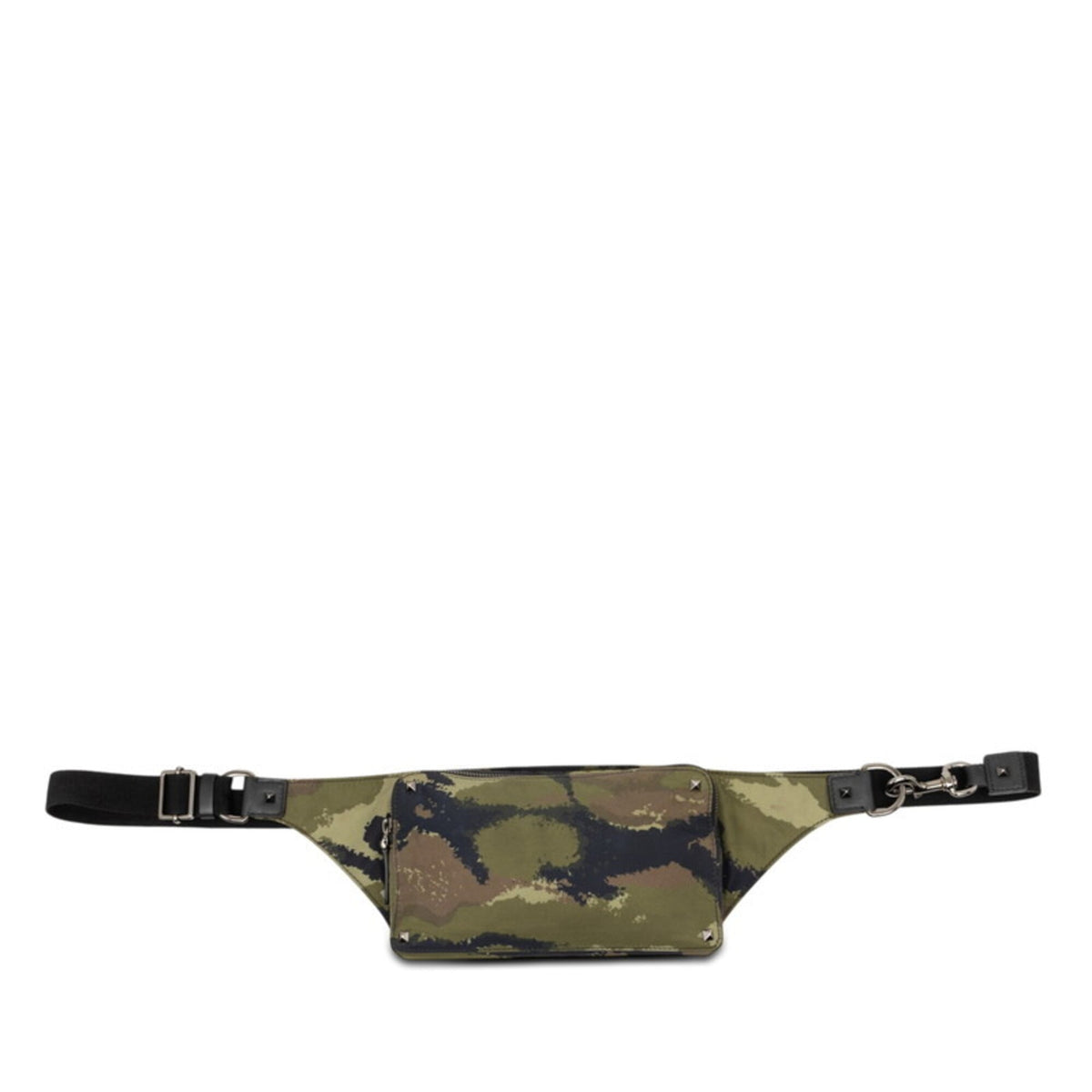 Valentino Black Green Khaki Nylon Fanny Pack Shoulder Bag Sling Bag (Pre-Owned)