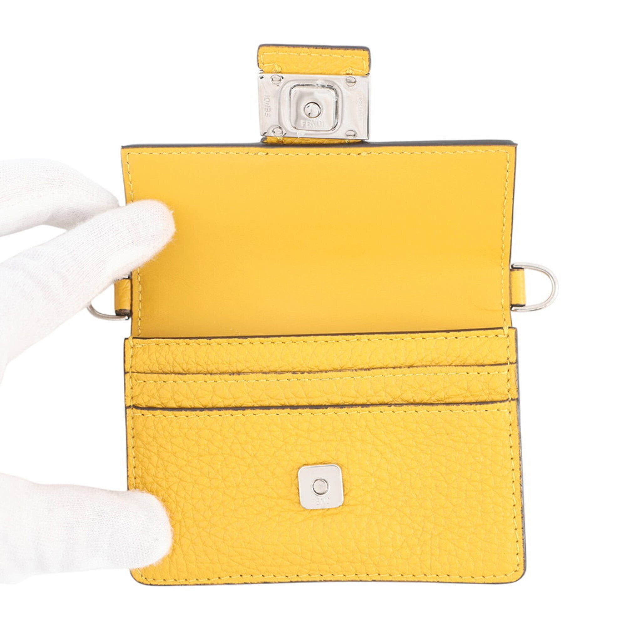 Fendi Baguette Yellow Leather Handbag Pochette Shoulder Bag (Pre-Owned)