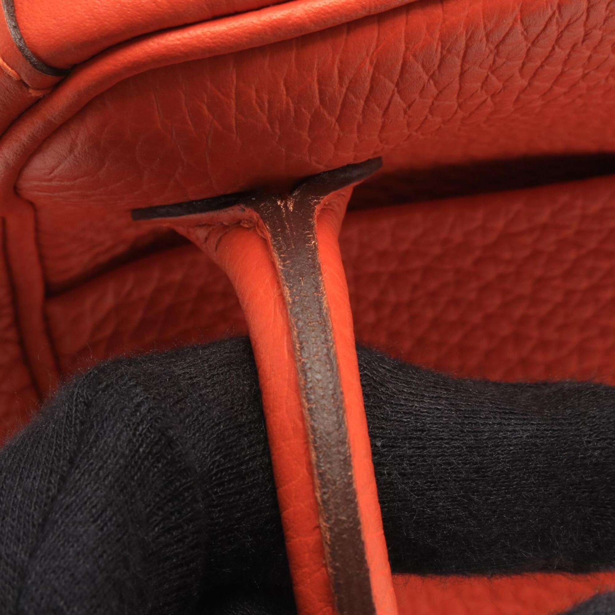 Hermes Orange Orange Poppy Taurillon Clemence Leather Handbag Shoulder Bag (Pre-Owned)