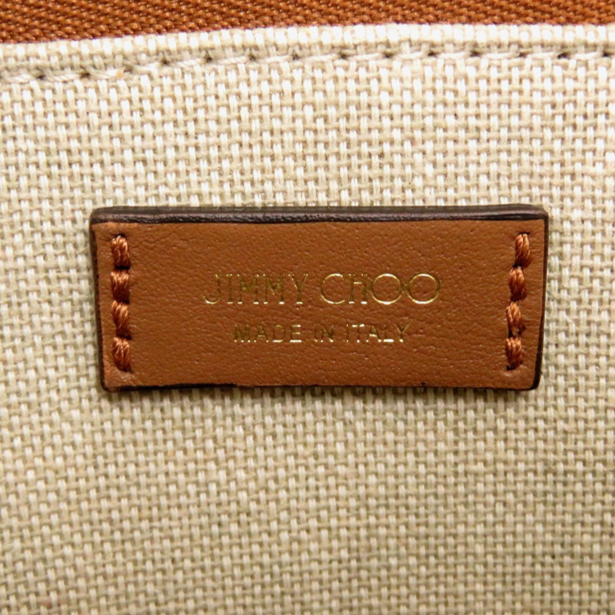 Jimmy Choo Brown Canvas Leather Shoulder Bag (Pre-Owned)