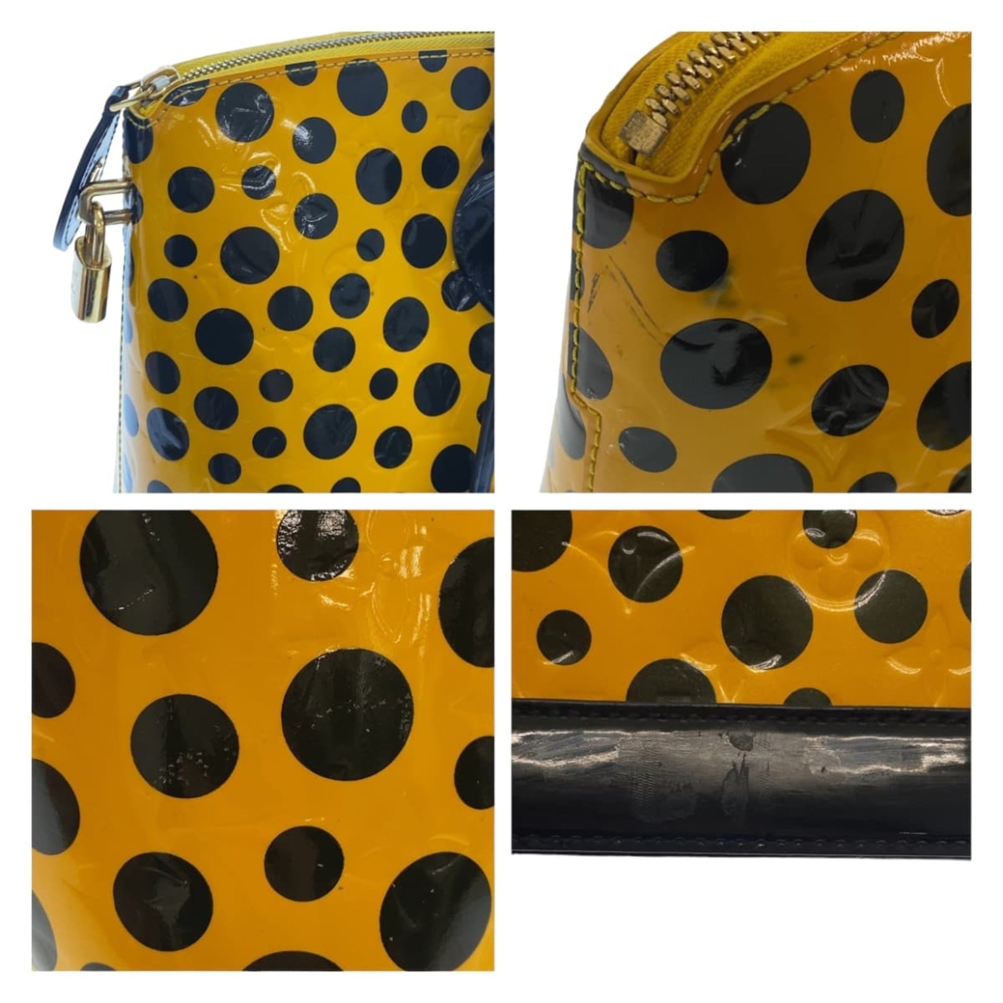 Louis Vuitton Black Yellow Patent Leather Handbag Tote Bag (Pre-Owned)