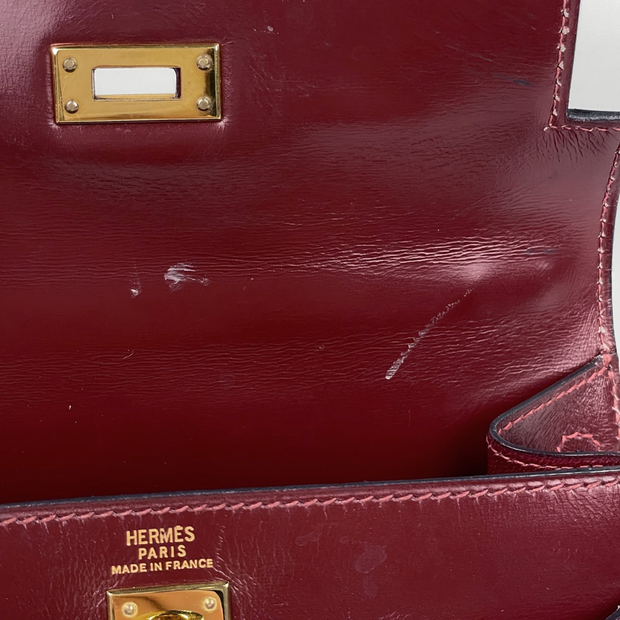 Hermes Red Color Box Calf Leather Shoulder Bag (Pre-Owned)