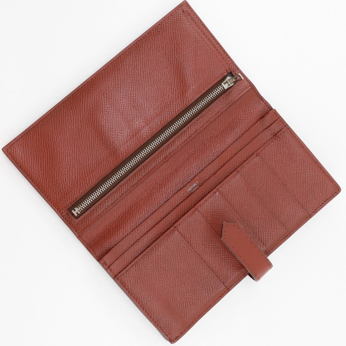Hermes Bicolor Brown Epsom Leather Long Wallet (Bi-Fold) (Pre-Owned)