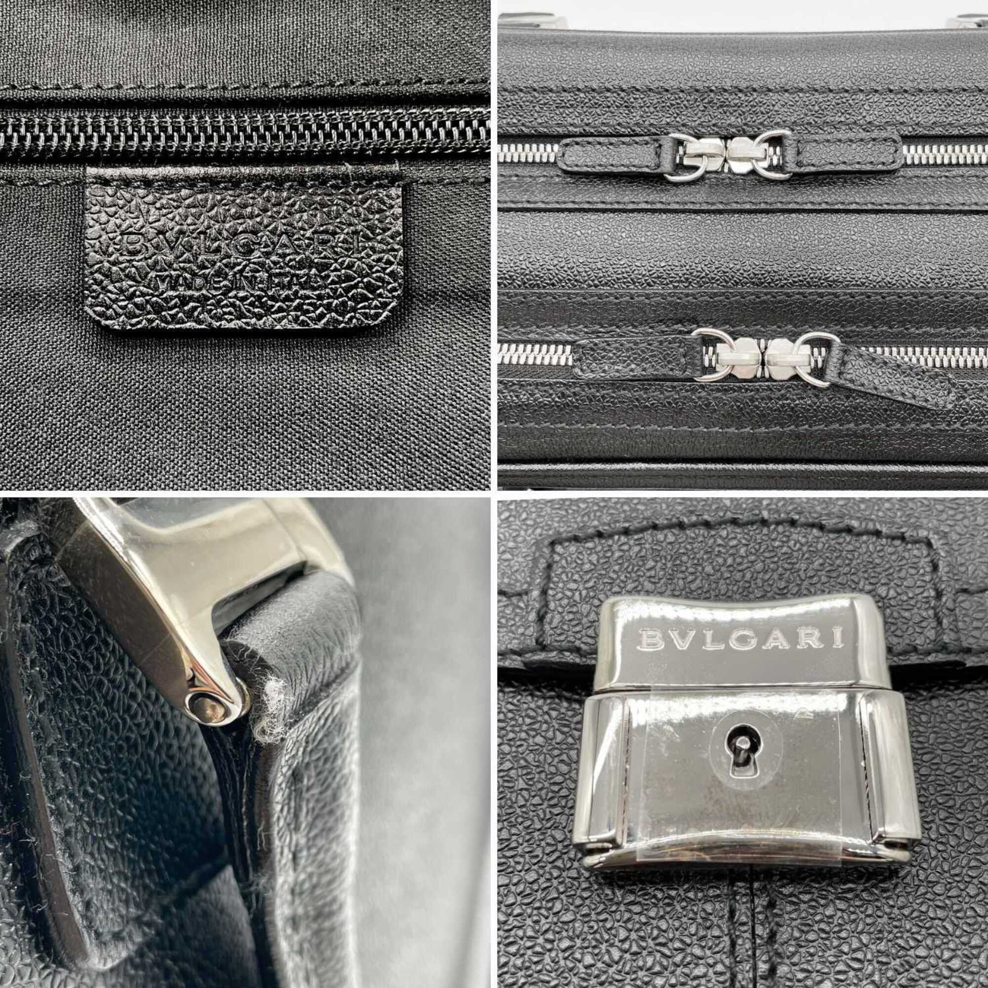 Bvlgari Millerighe Black Leather Metal Boston Bag (Pre-Owned)