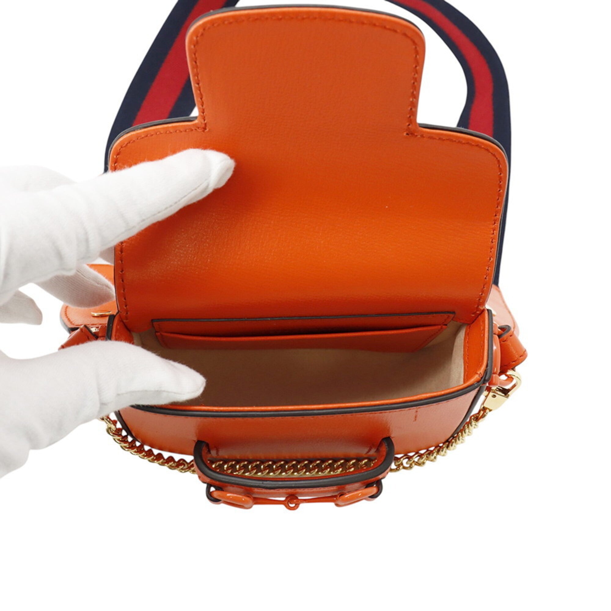 Gucci Horsebit Orange Leather Shoulder Bag (Pre-Owned)