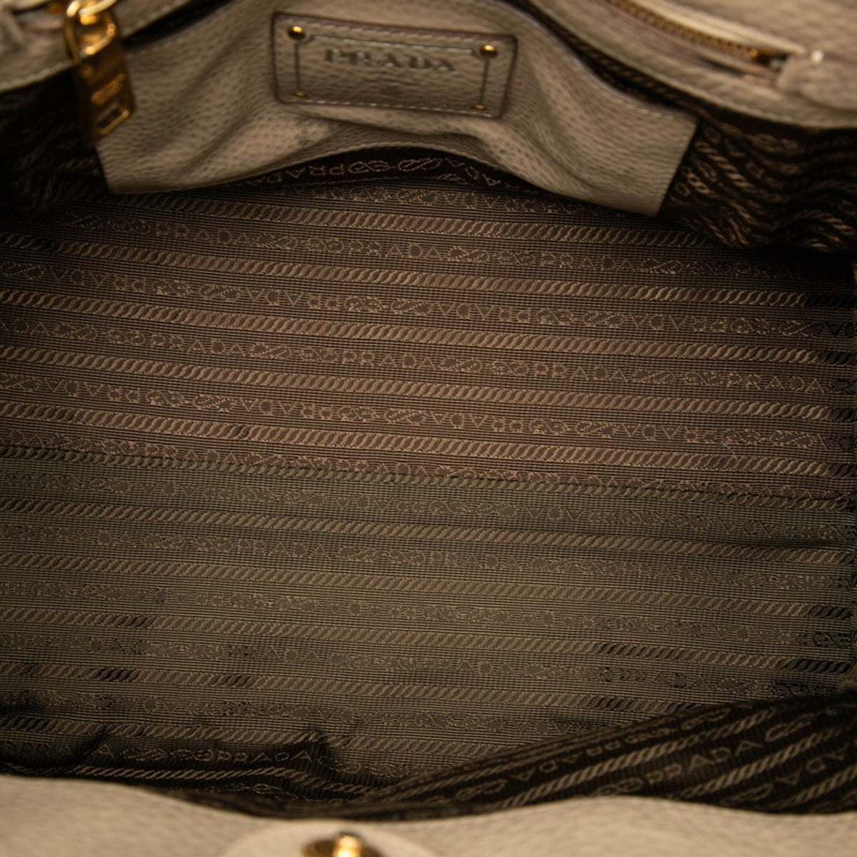 Prada Beige Leather Handbag Shoulder Bag (Pre-Owned)
