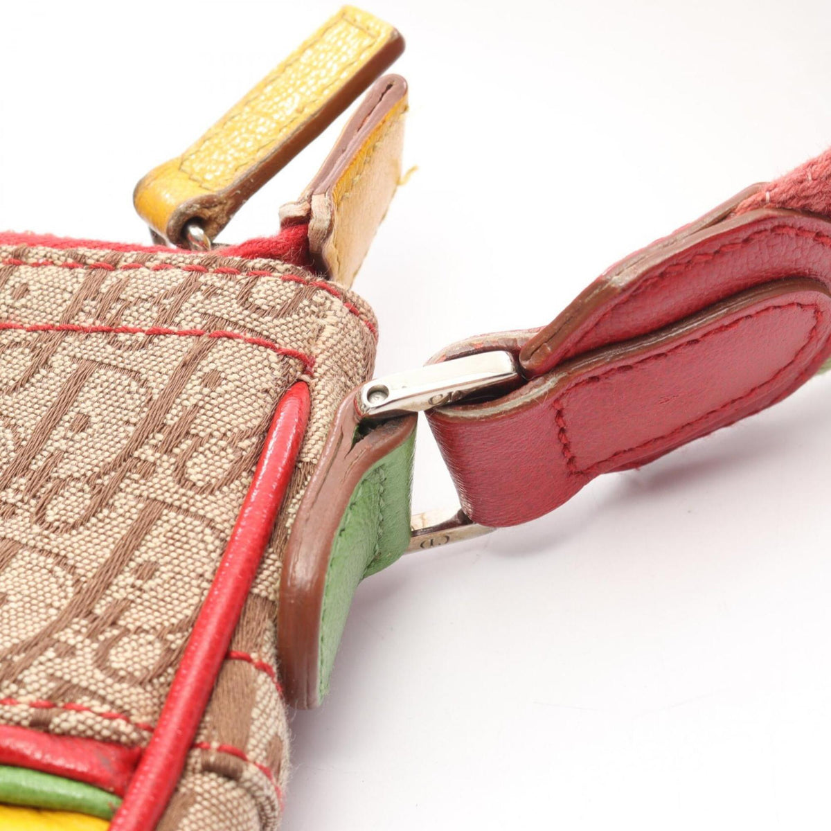 Christian Dior Beige Multi-Color Canvas Leather Handbag Shoulder Bag (Pre-Owned)